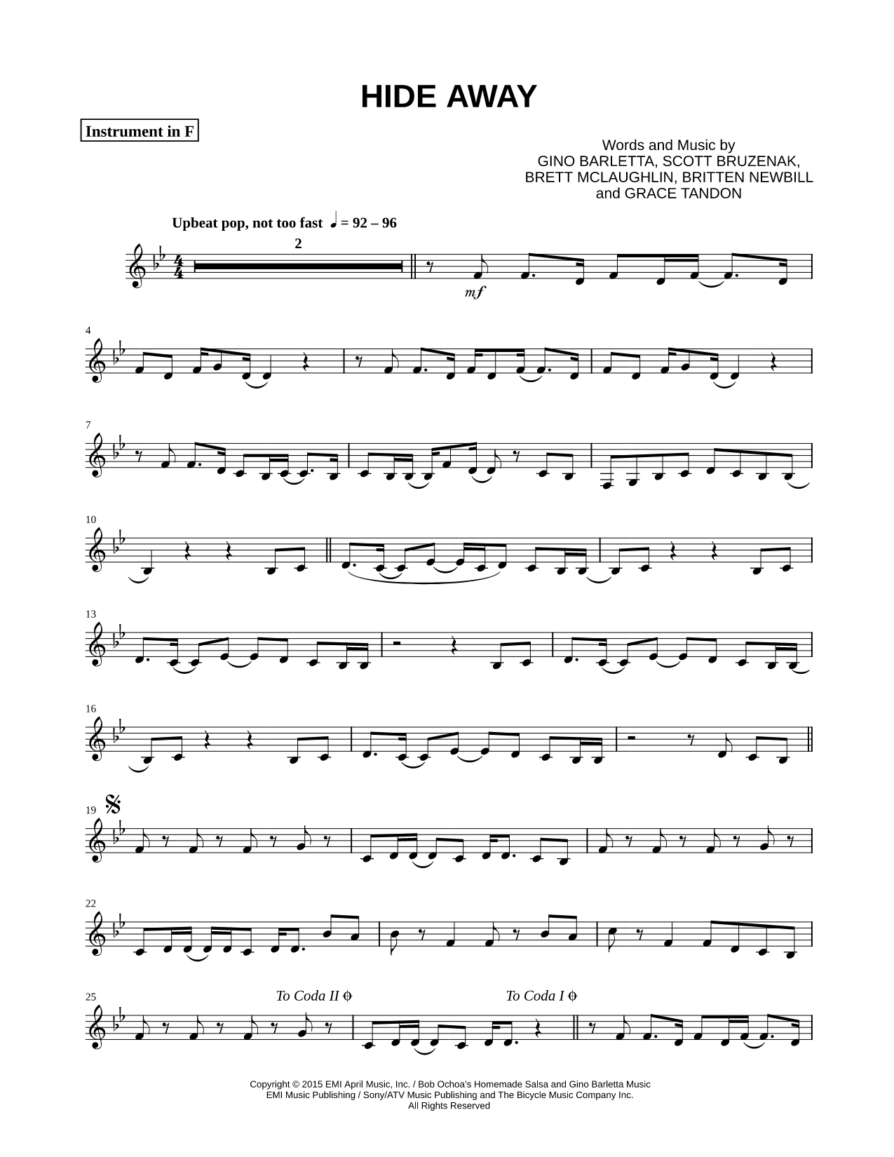 Hide Away - F Instrument