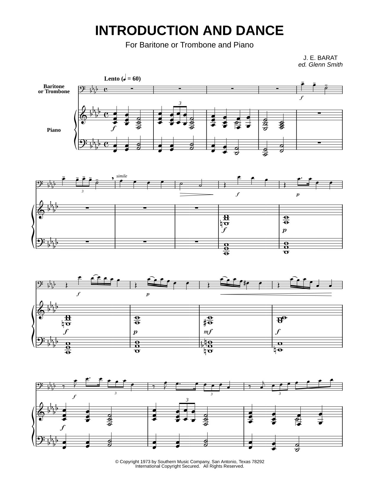 Introduction and Dance - Baritone (or Trombone) & Piano