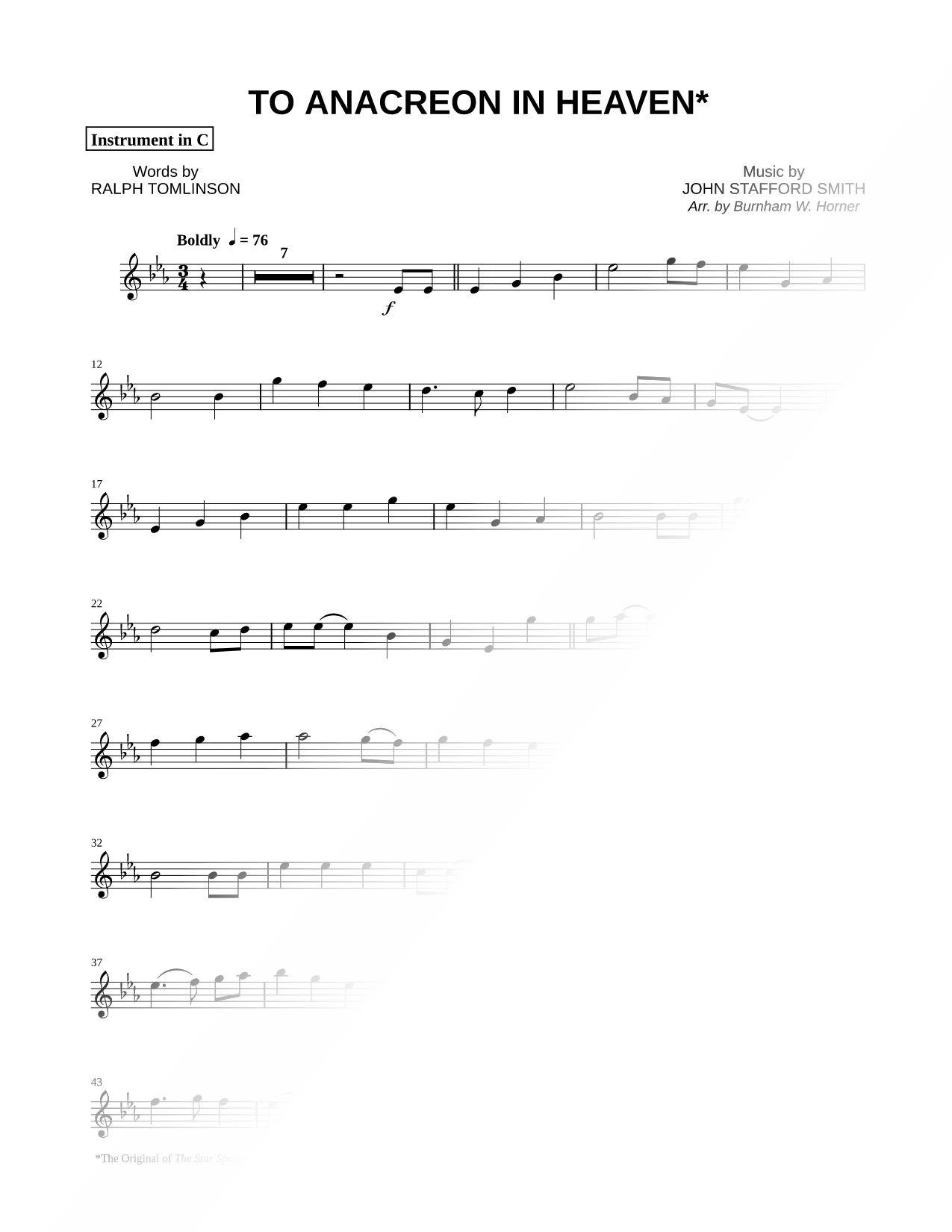 To Anacreon in Heaven - C Instrument