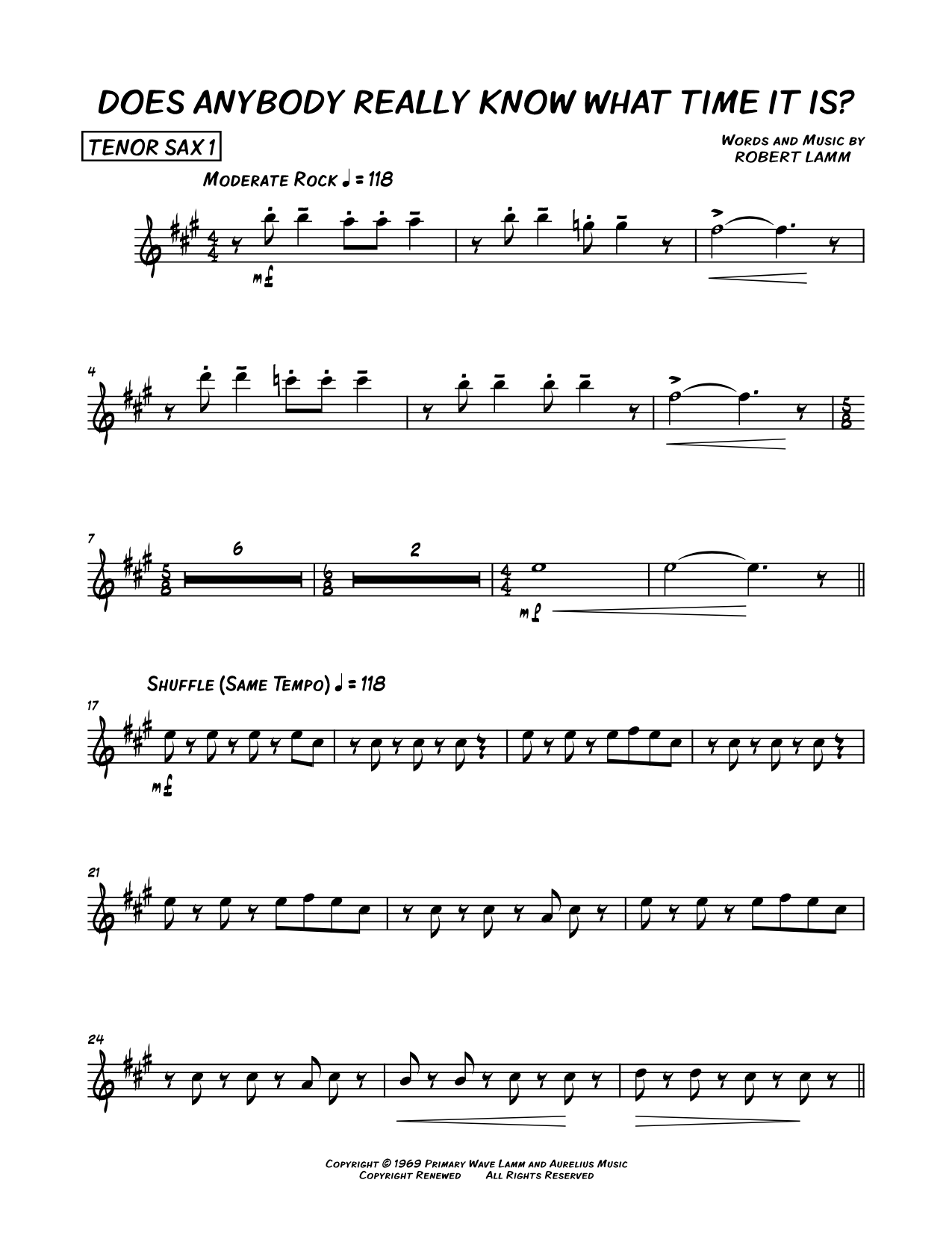 Does Anybody Really Know What Time It Is? - Tenor Saxophone 1
