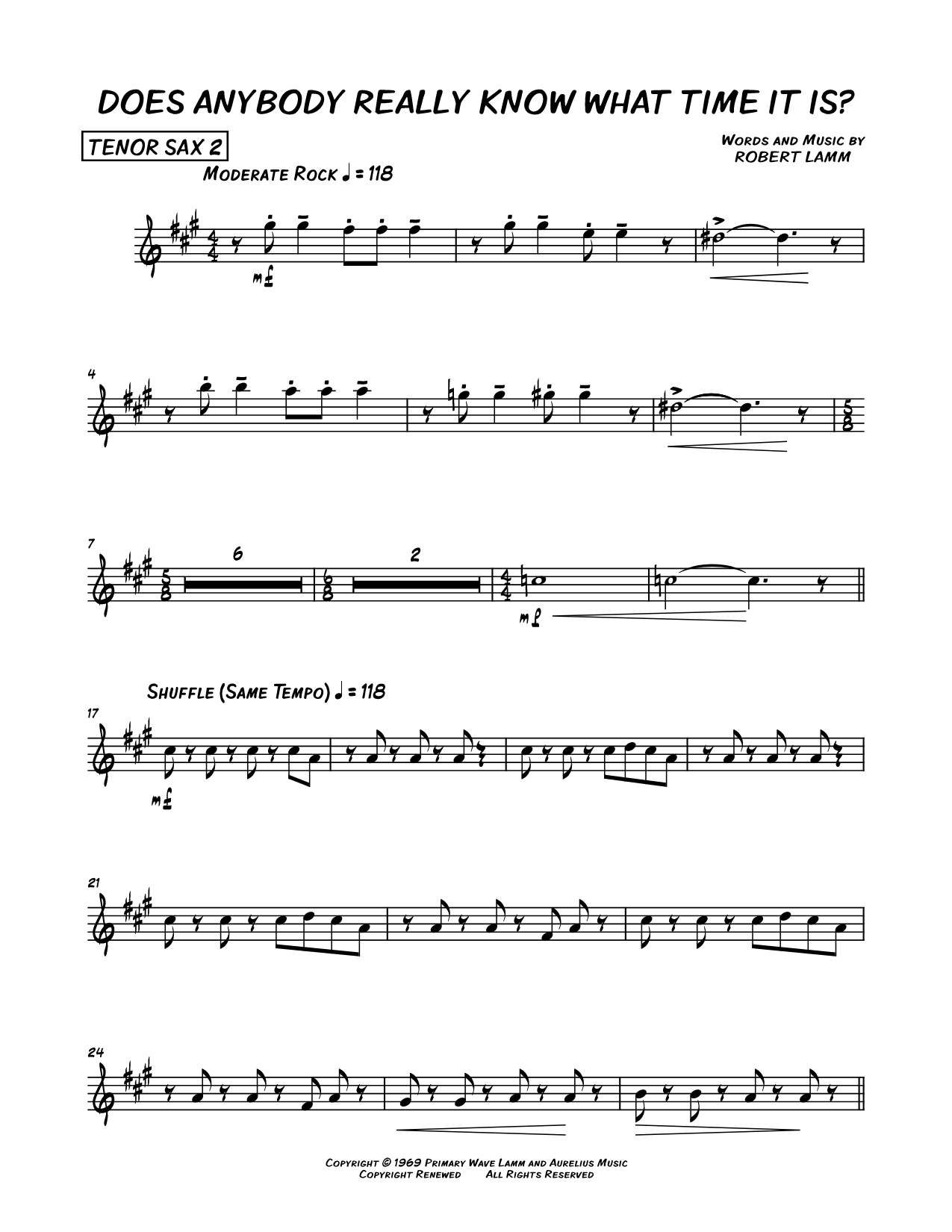Does Anybody Really Know What Time It Is? - Tenor Saxophone 2