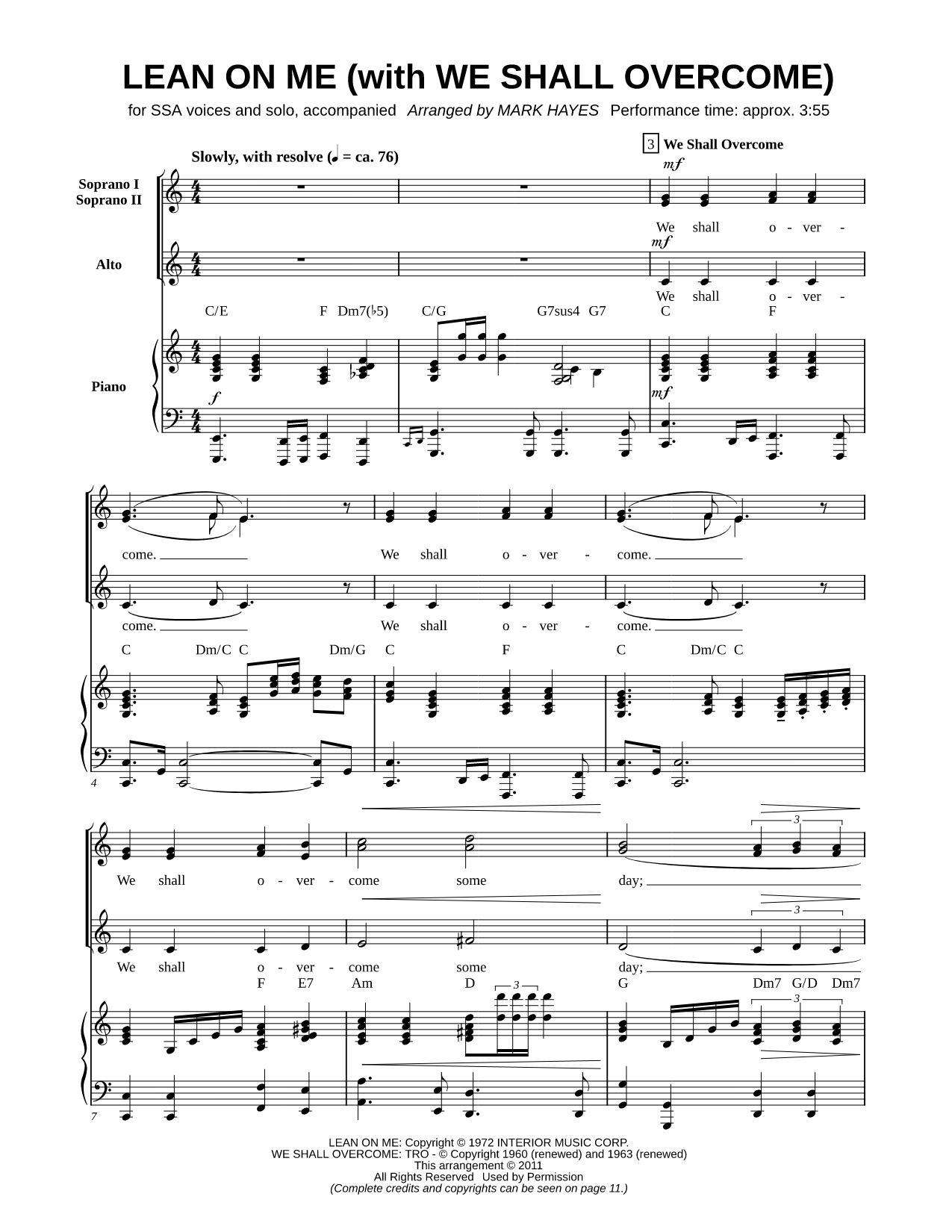 Lean on Me (with We Shall Overcome)