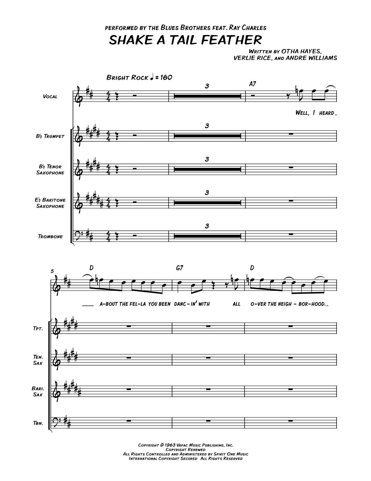 Shake a Tail Feather - Horn Section Score