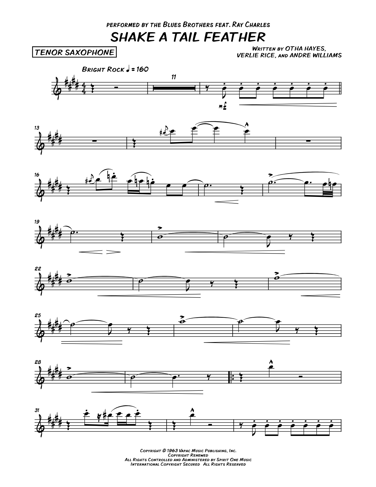 Shake a Tail Feather - Tenor Saxophone