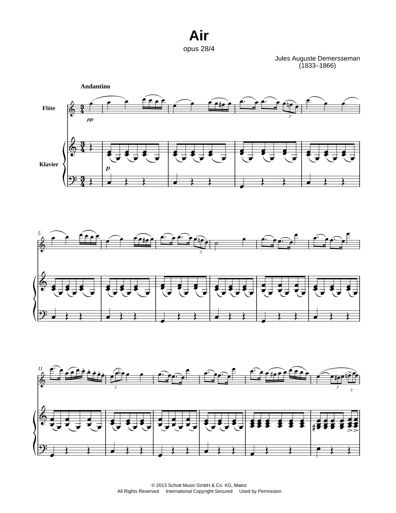 6 Petites fantaisies, Op. 28: IV. Air - Flute & Piano