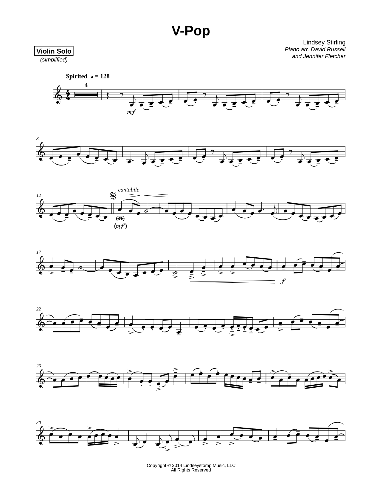 V-Pop - Violin Part [Simplified]