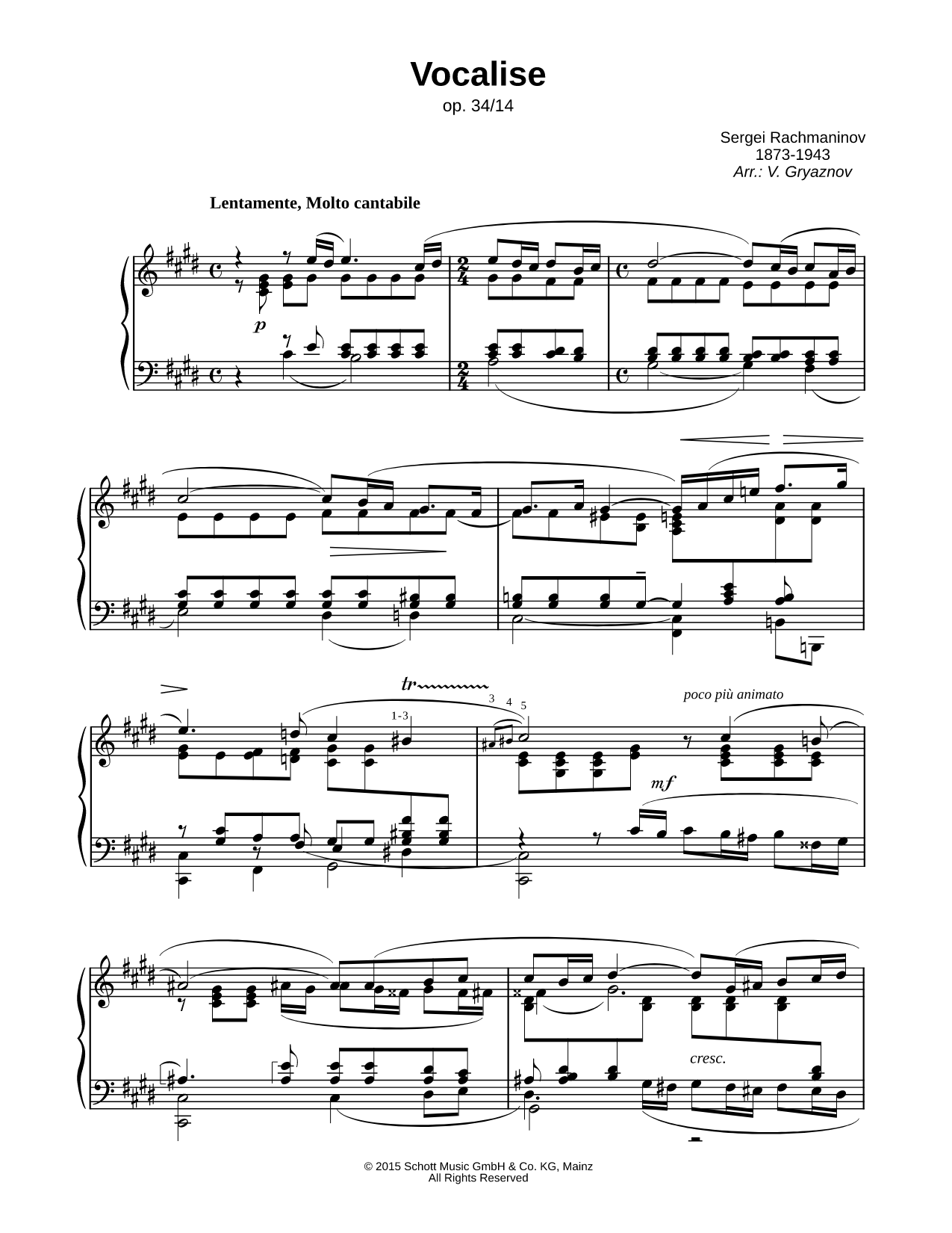 14 Romances, Op. 34: XIV. Vocalise