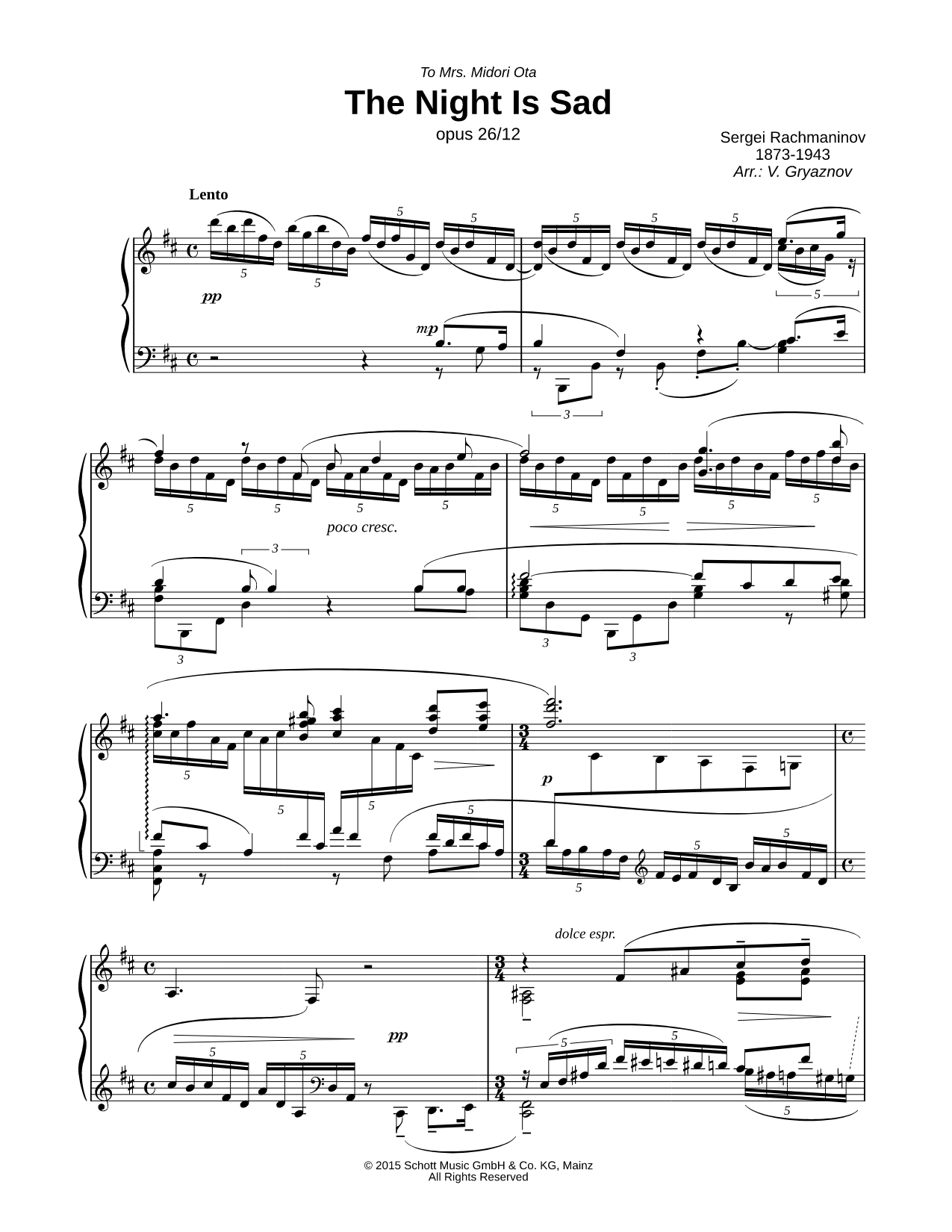 15 Romances, Op. 26: XII. The Night Is Sad