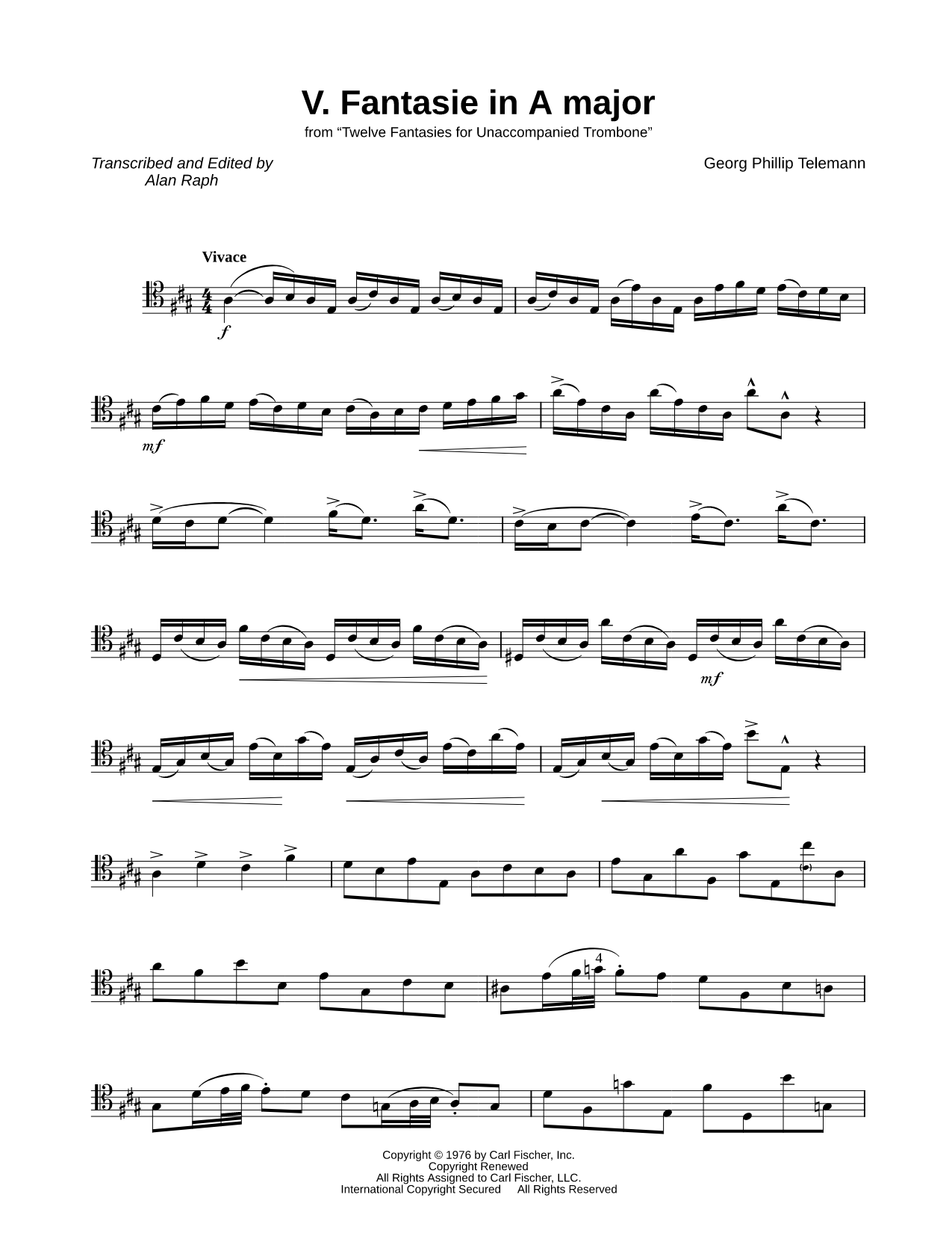 12 Fantasies for Unaccompanied Trombone, TWV 40:2-13: V. Fantasie in A Major