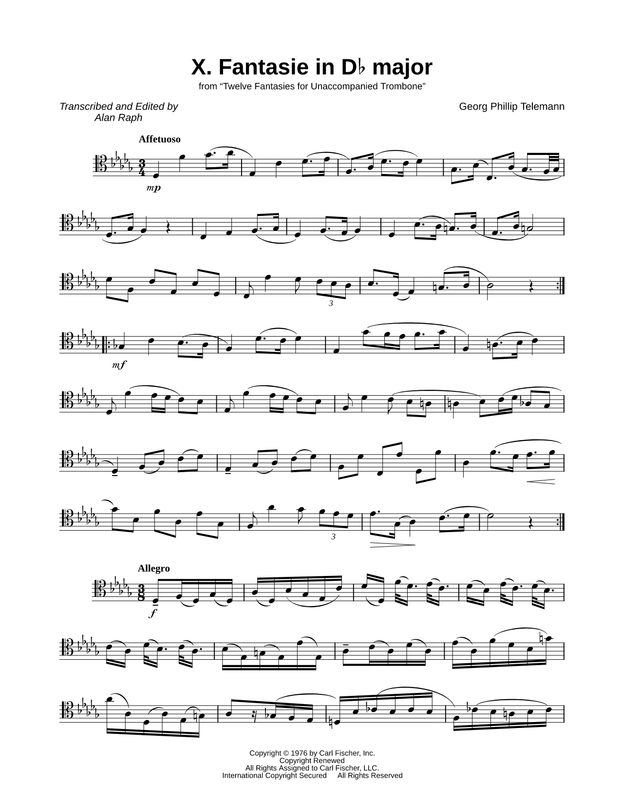 12 Fantasies for Unaccompanied Trombone, TWV 40:2-13: X. Fantasie in Db Major