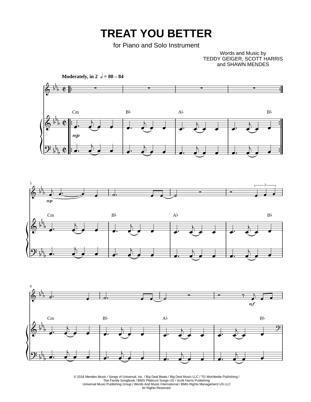 Treat You Better - Piano Accompaniment