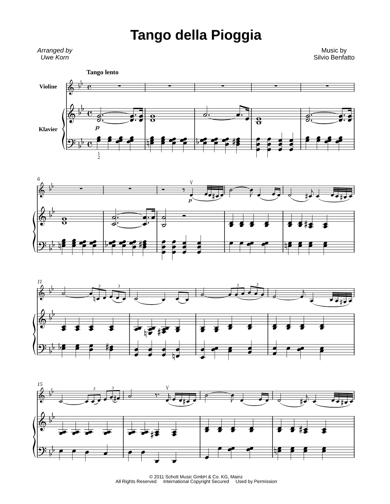 Tango della Pioggia - Violin & Piano