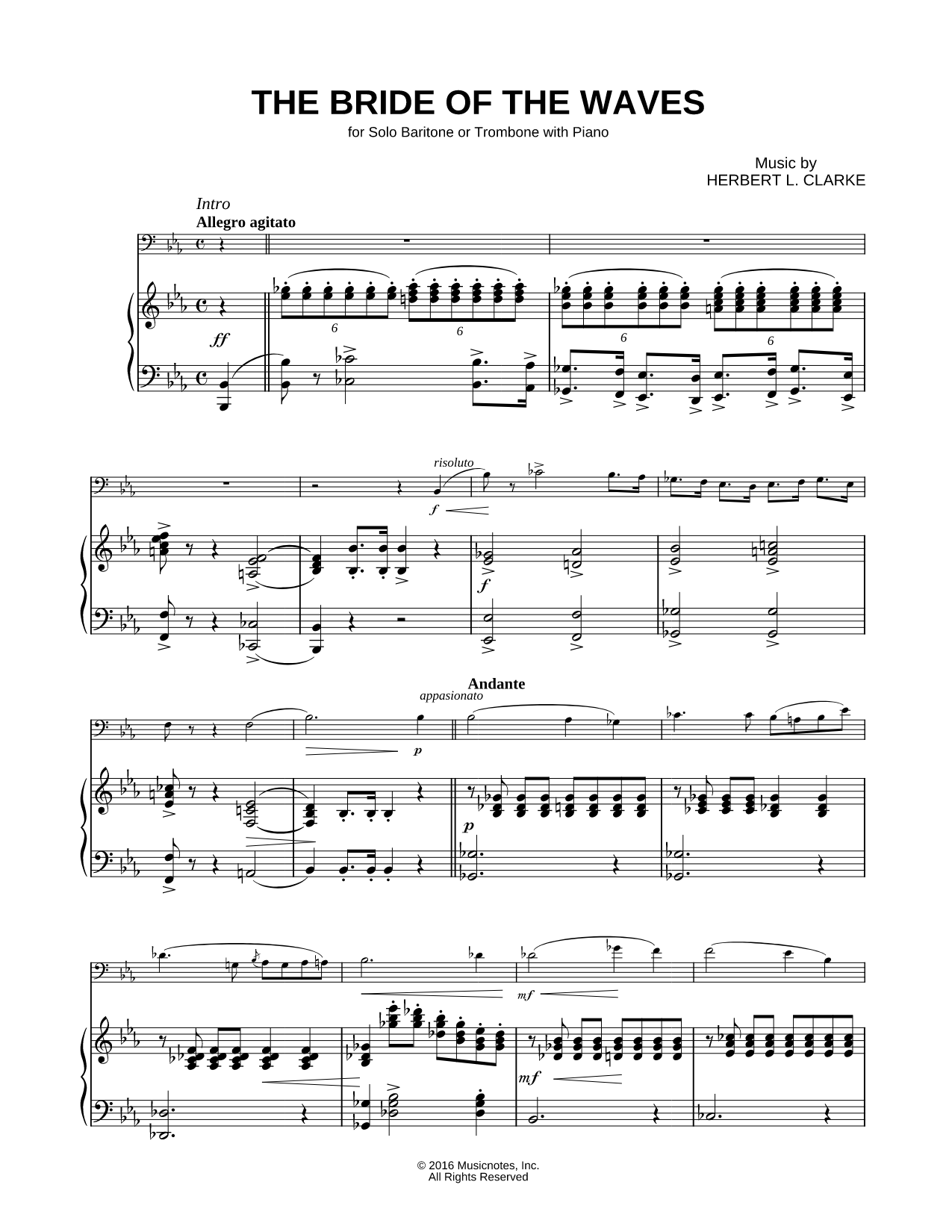 The Bride of the Waves - Baritone or Trombone & Piano