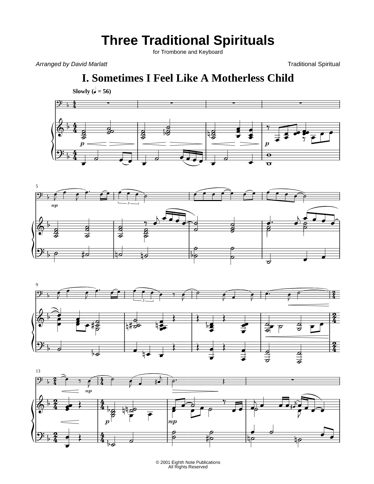 Three Traditional Spirituals for Trombone & Keyboard
