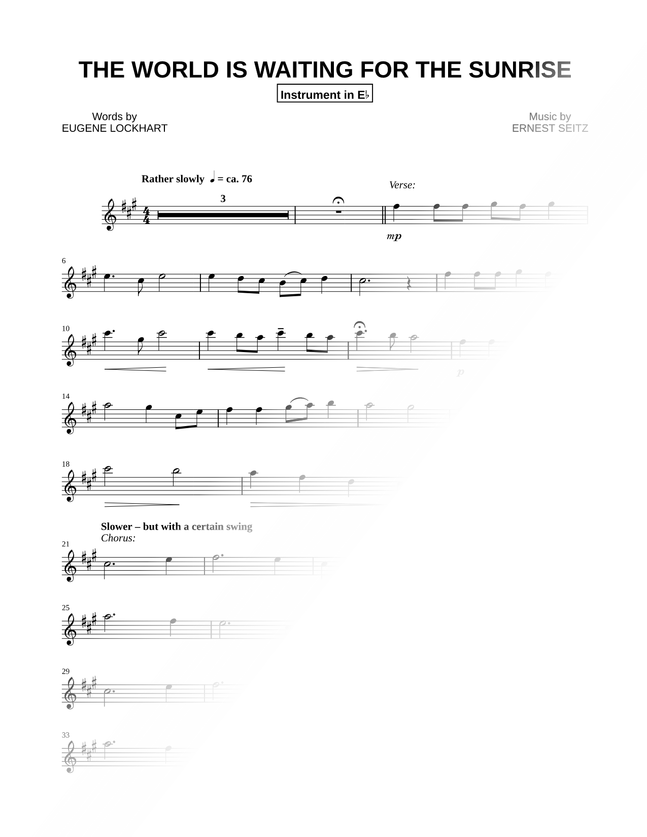 The World Is Waiting for the Sunrise - Eb Instrument