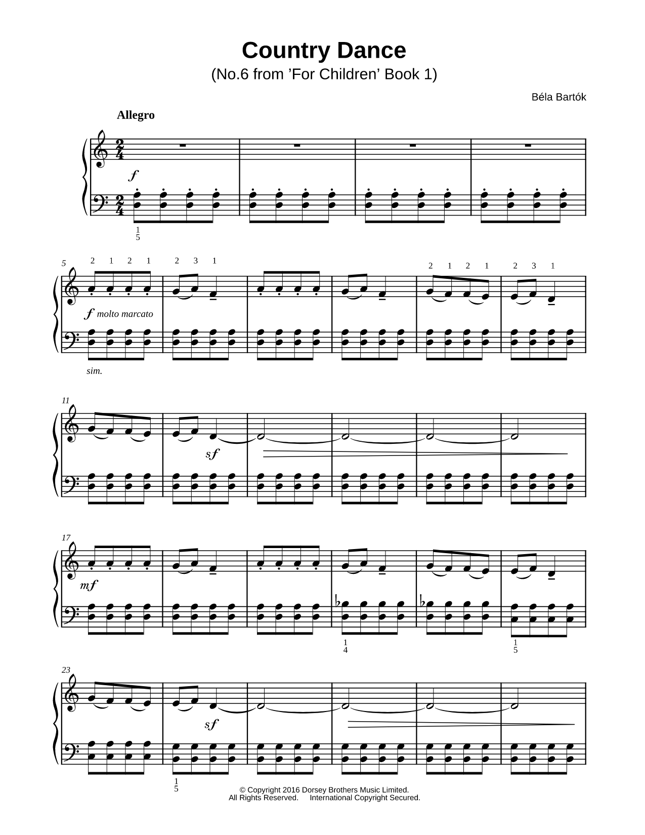 For Children, Book 1, No. 6: Country Dance
