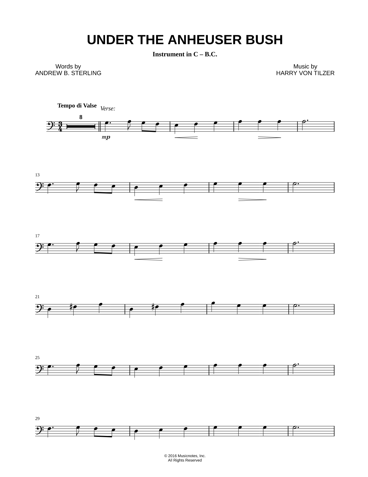 Under the Anheuser Bush - Bass Clef Instrument
