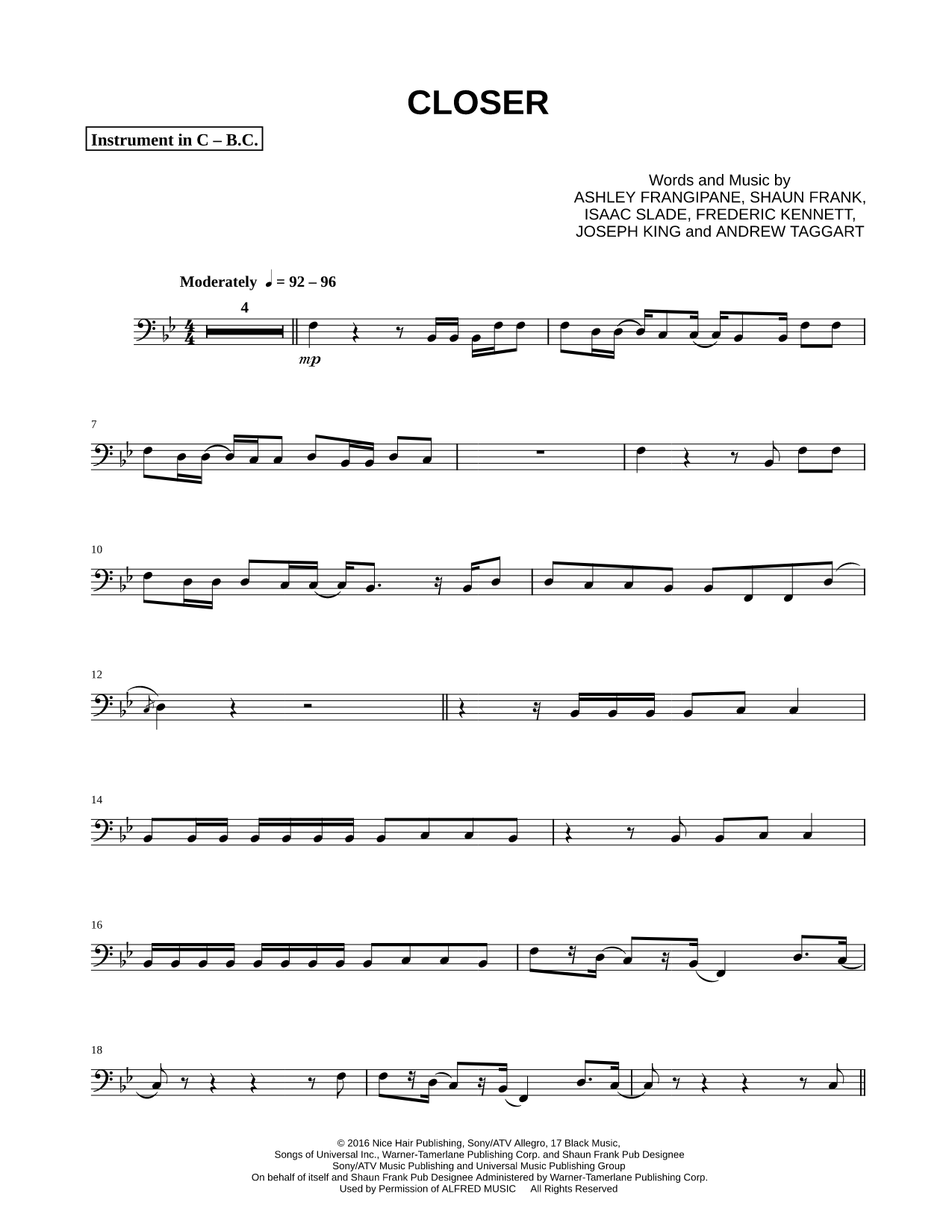 Closer - Bass Clef Instrument