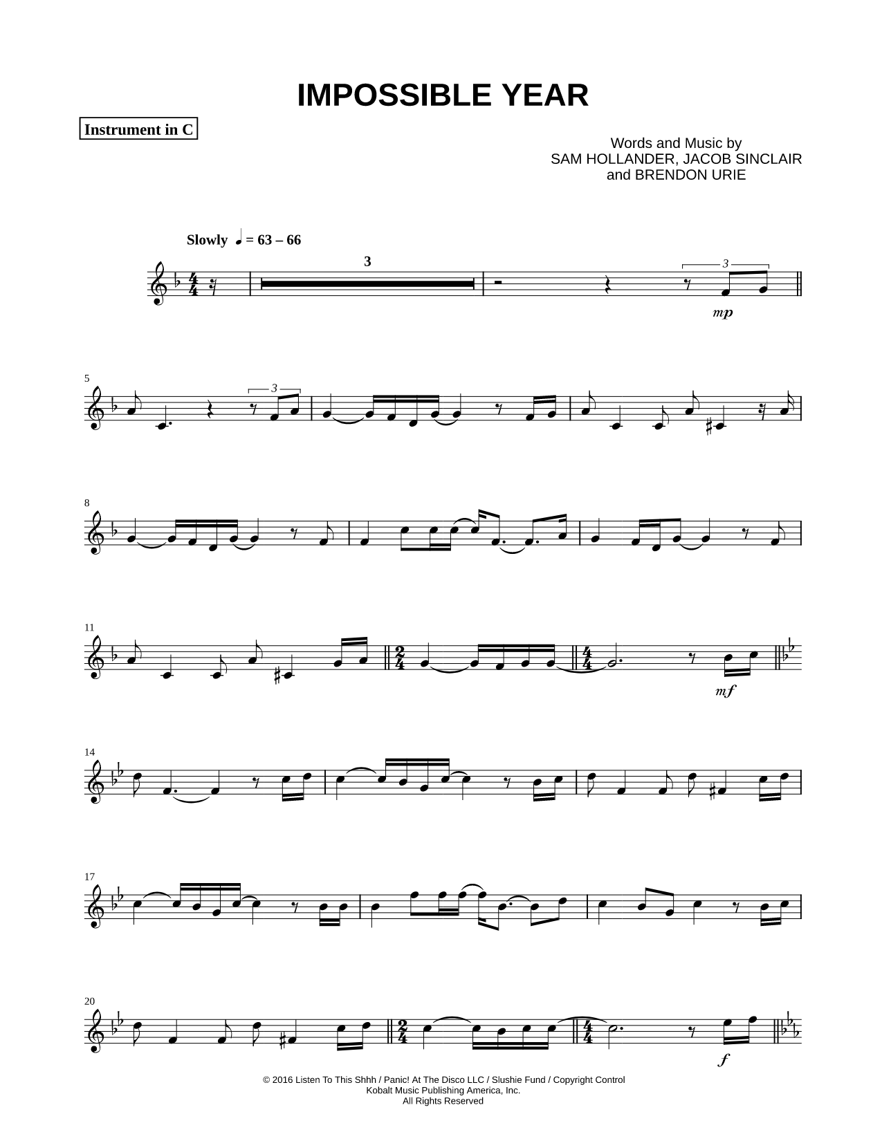 Impossible Year - C Instrument
