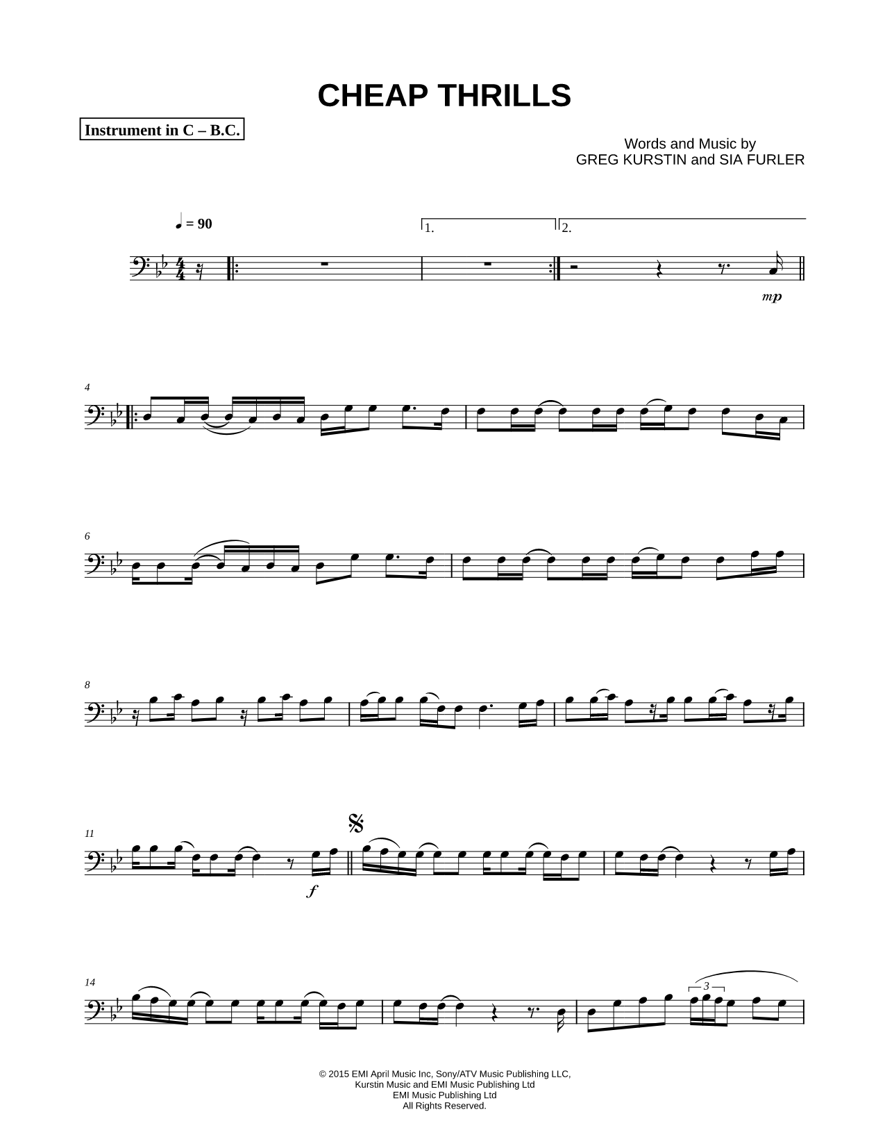Cheap Thrills - Bass Clef Instrument