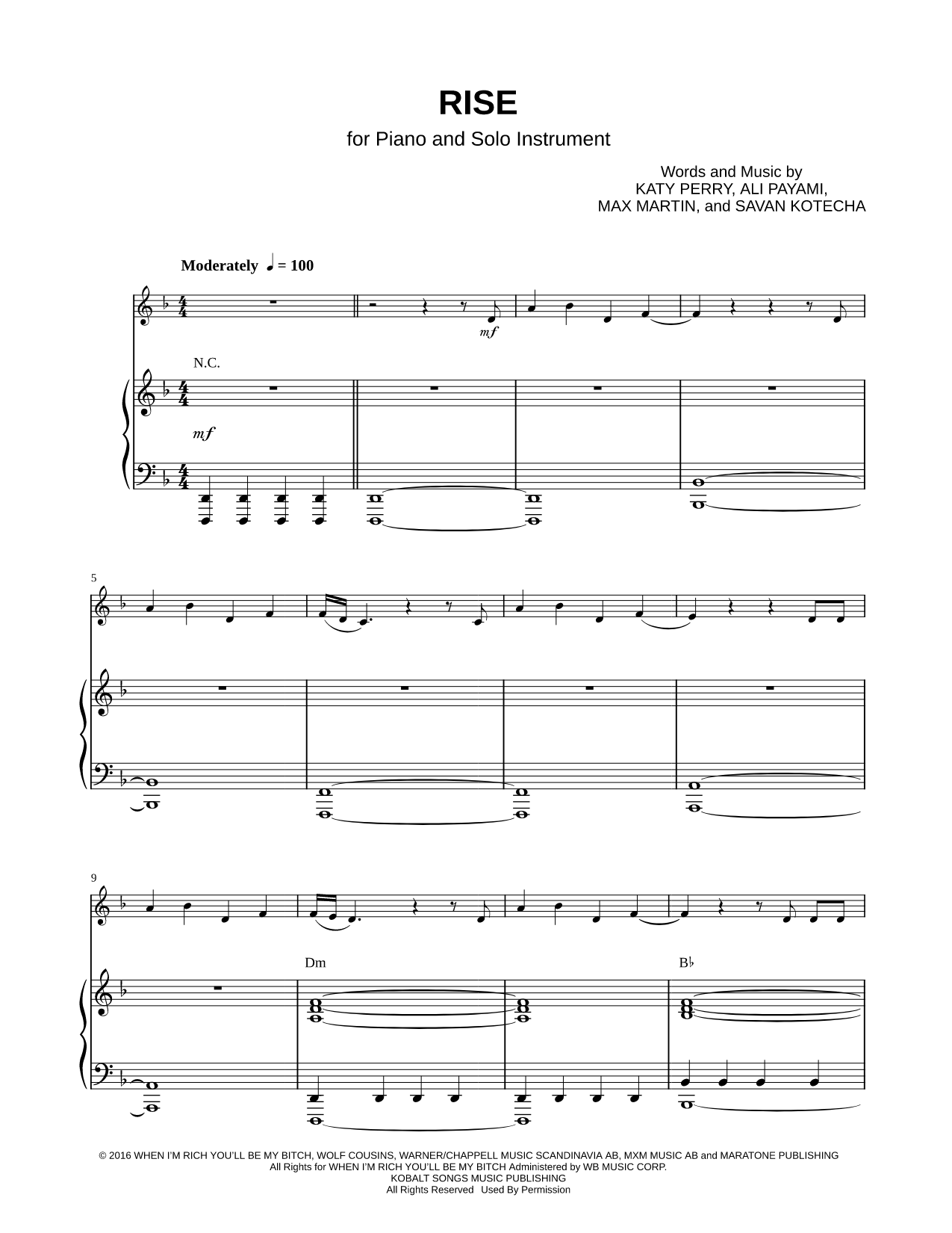 Rise - Piano Accompaniment