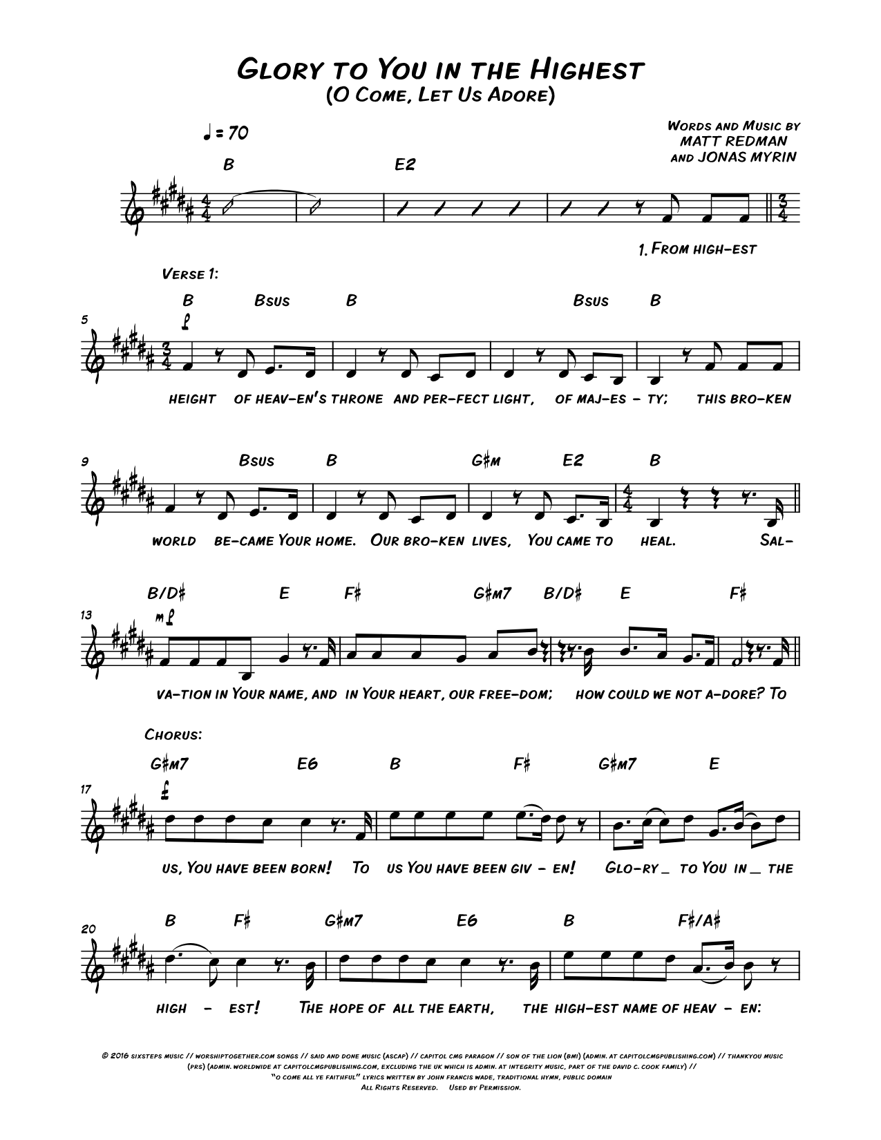Glory to You in the Highest (O Come, Let Us Adore)