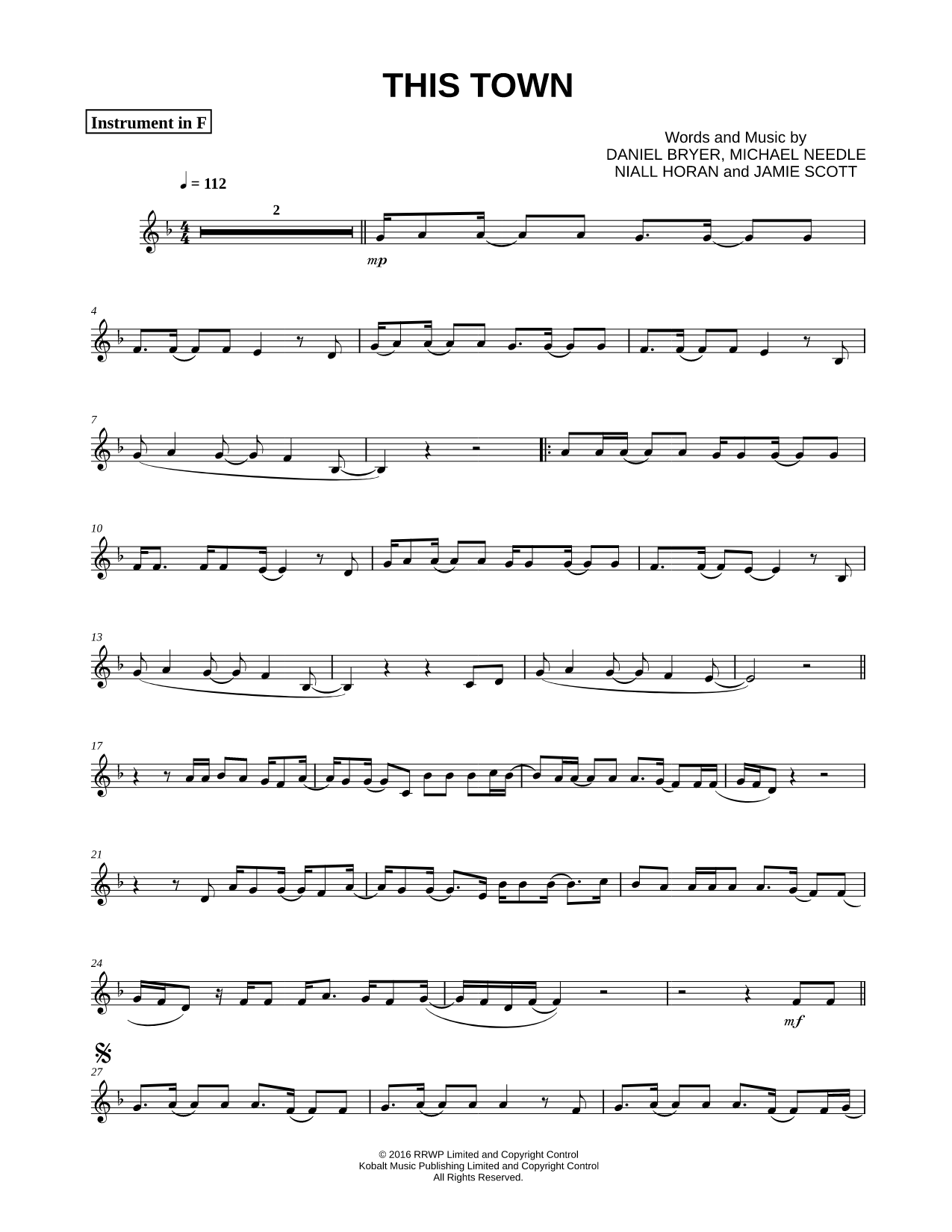 This Town - F Instrument