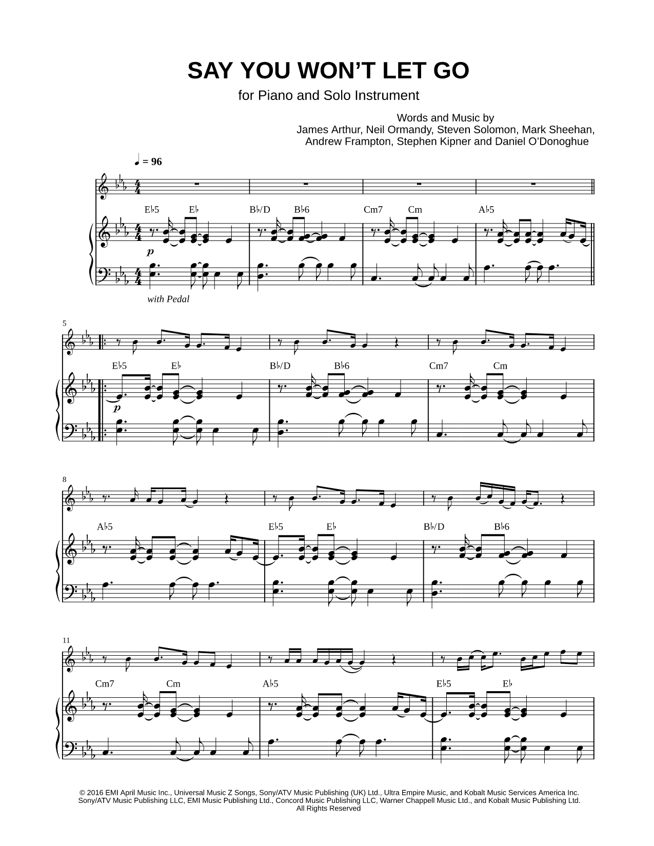 Say You Won't Let Go - Piano Accompaniment