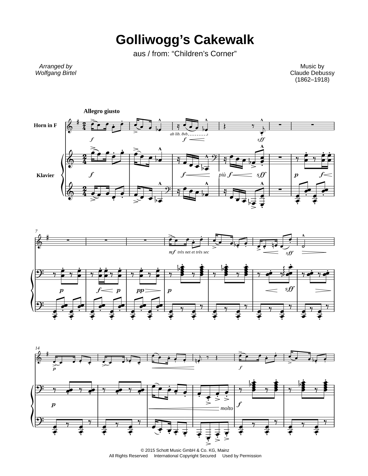 Golliwogg's Cakewalk - French Horn & Piano