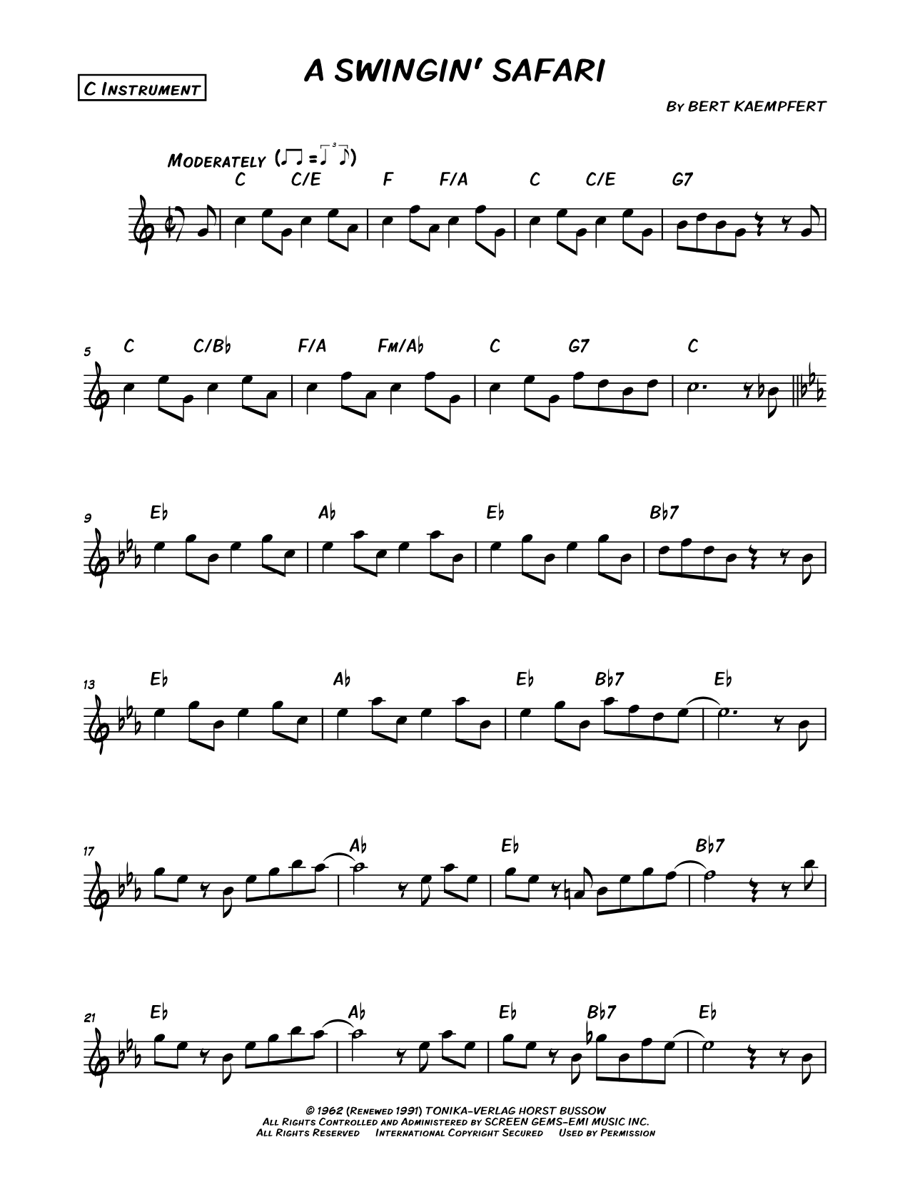 A Swingin' Safari - C Instrument
