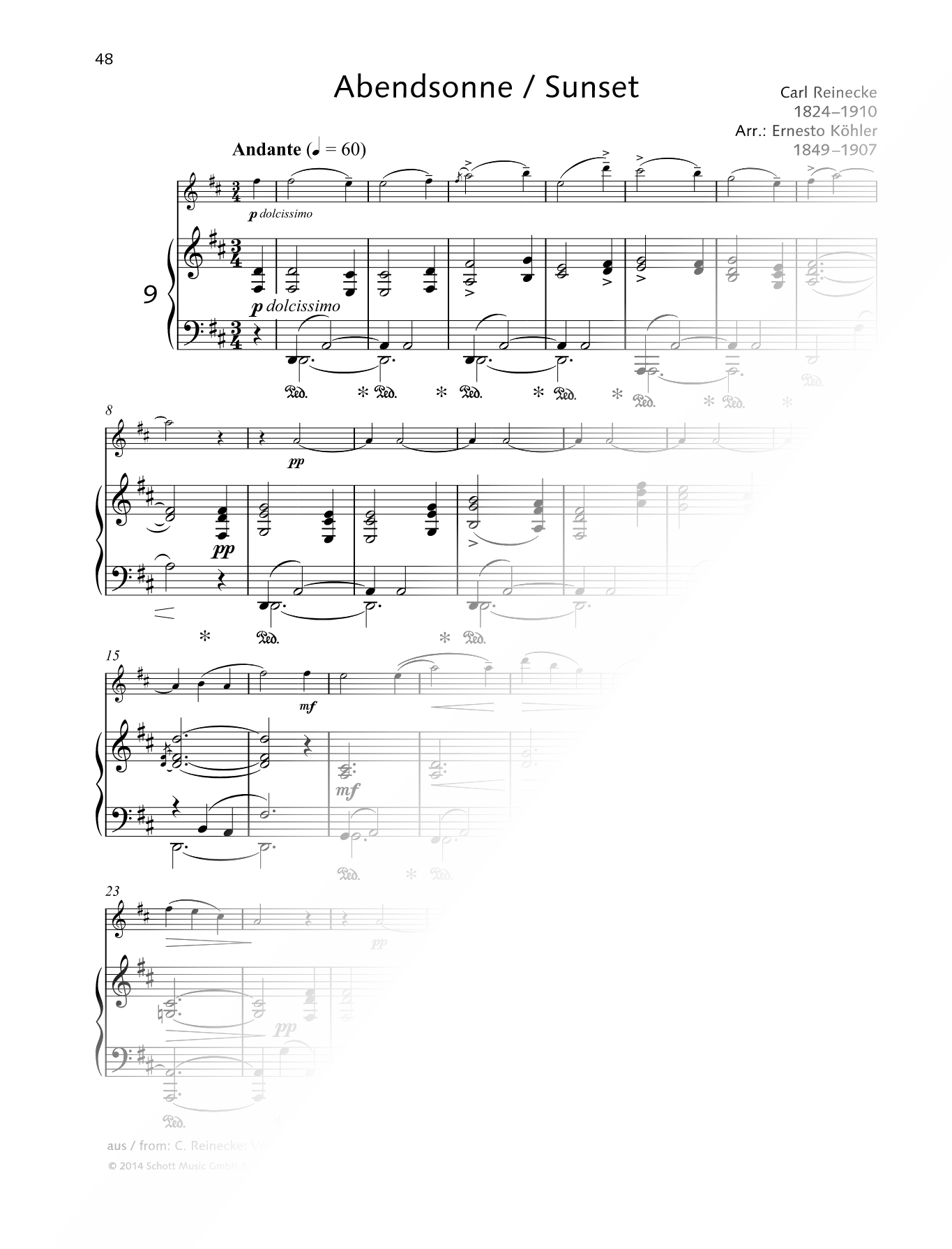Von der Wiege bis zum Grabe, Op. 202: XV. Abendsonne - Flute & Piano