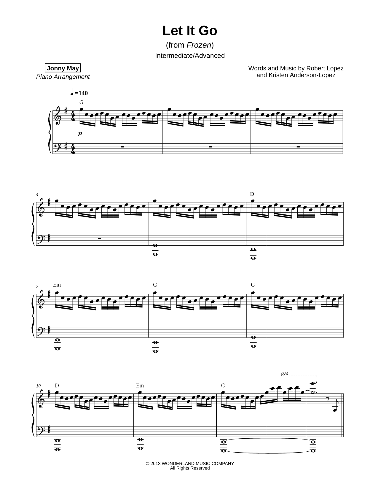 Let It Go (from Frozen) [Intermediate/Advanced]