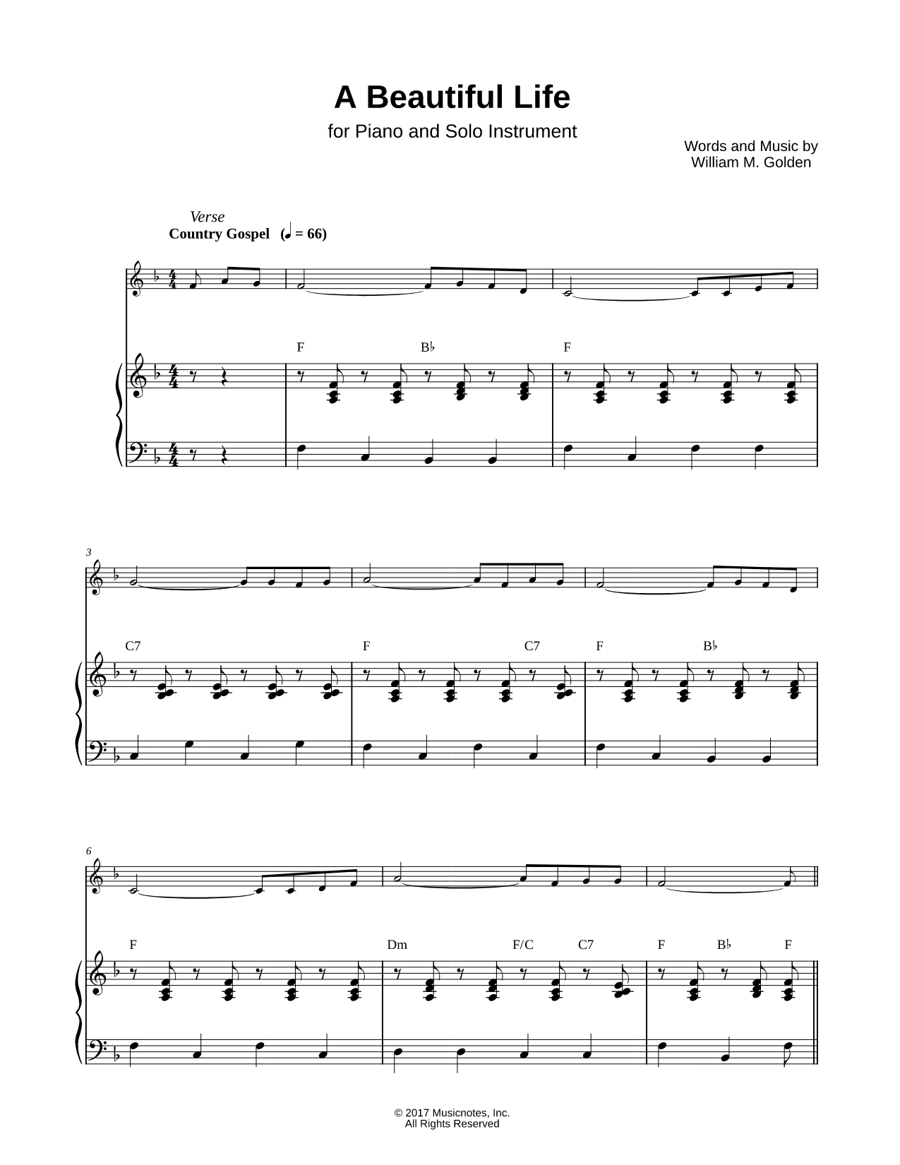 A Beautiful Life - Piano Accompaniment