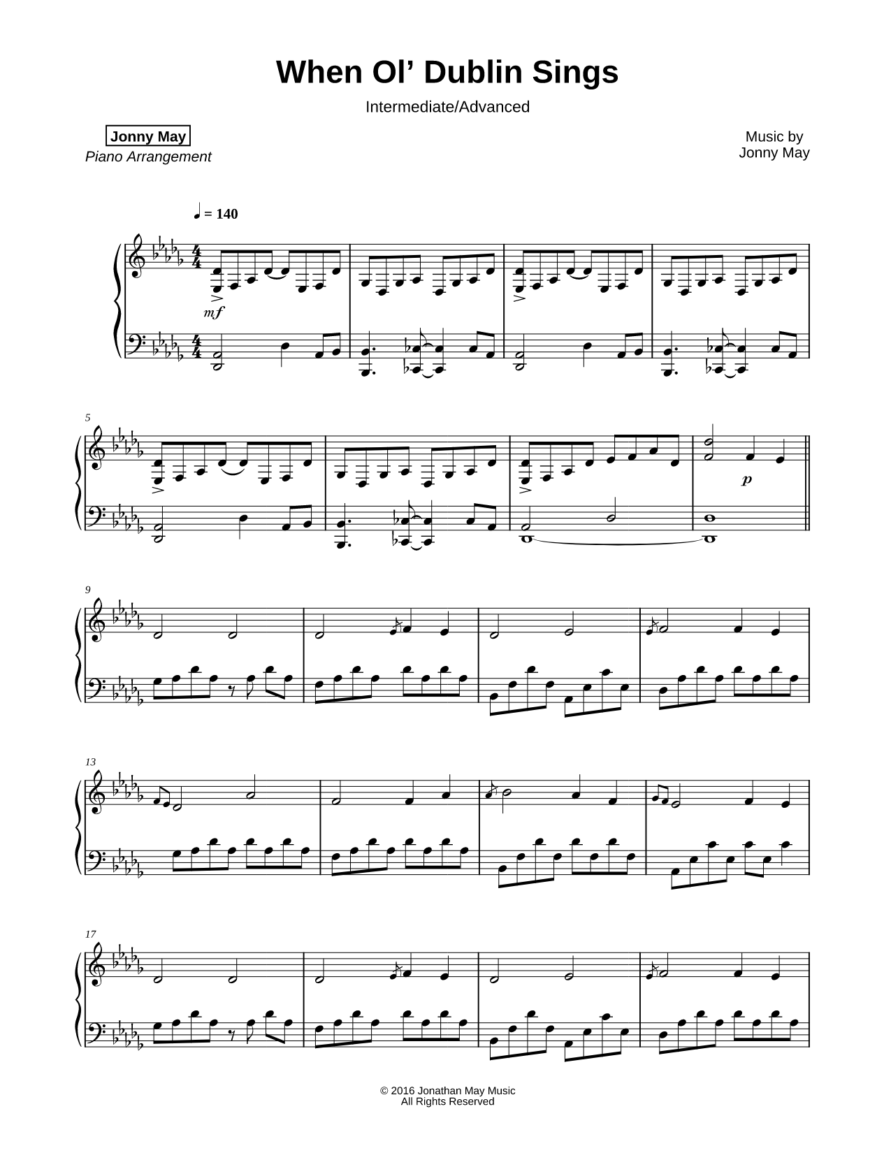 When Ol' Dublin Sings [Intermediate/Advanced]