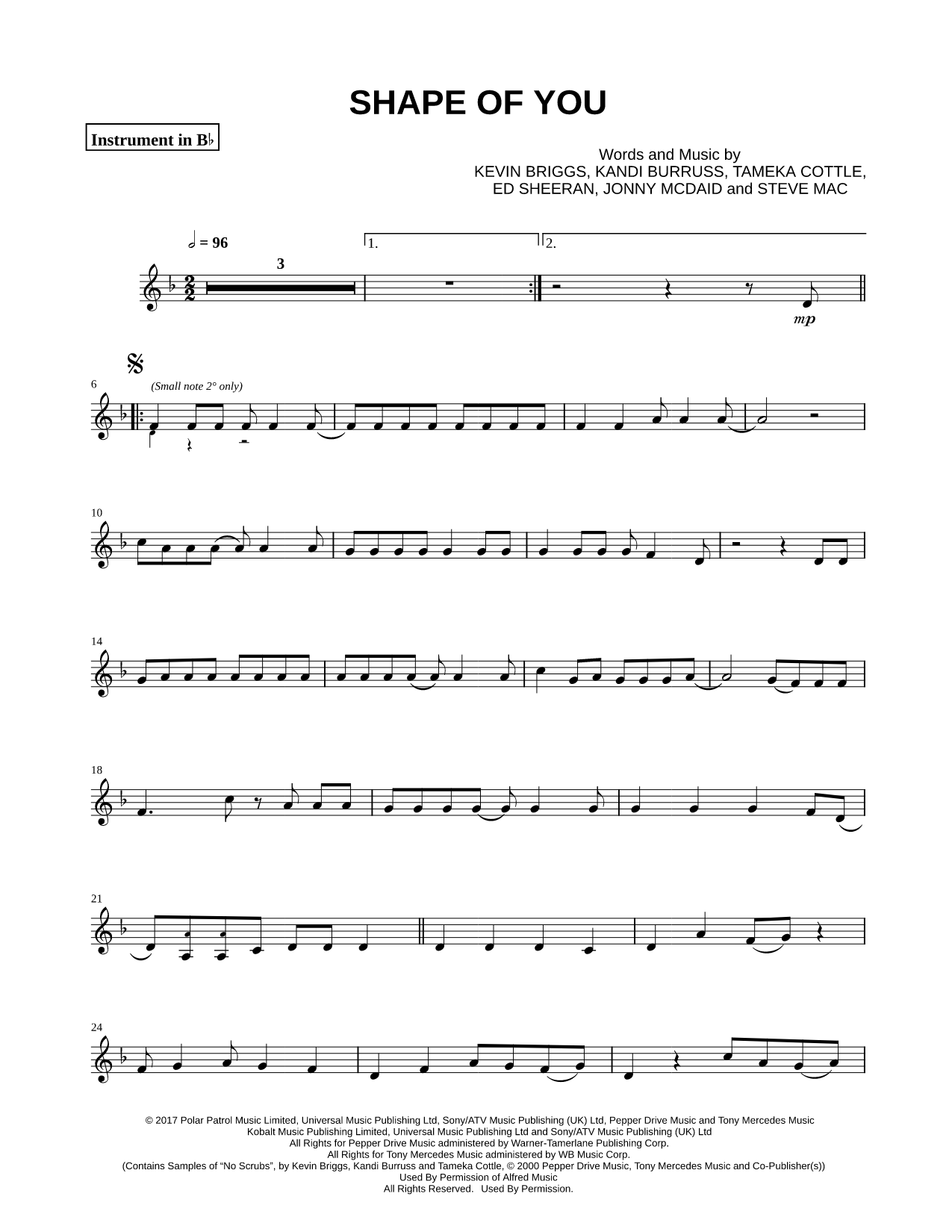 Shape of You - Bb Instrument