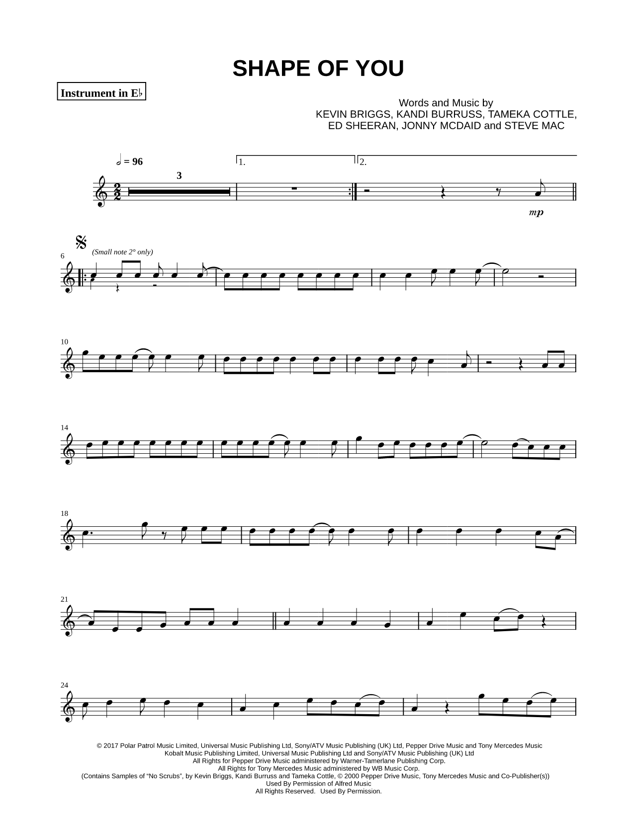 Shape of You - Eb Instrument