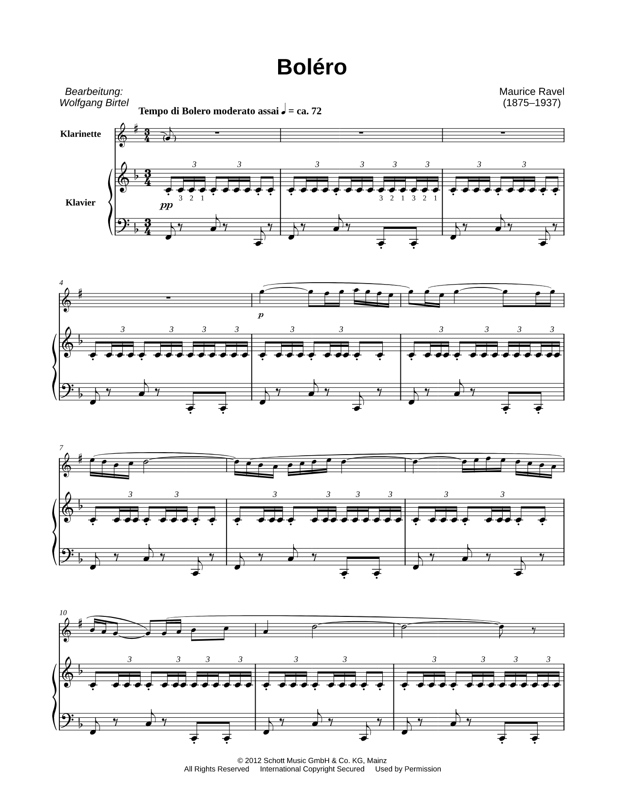 Bolero - Clarinet & Piano