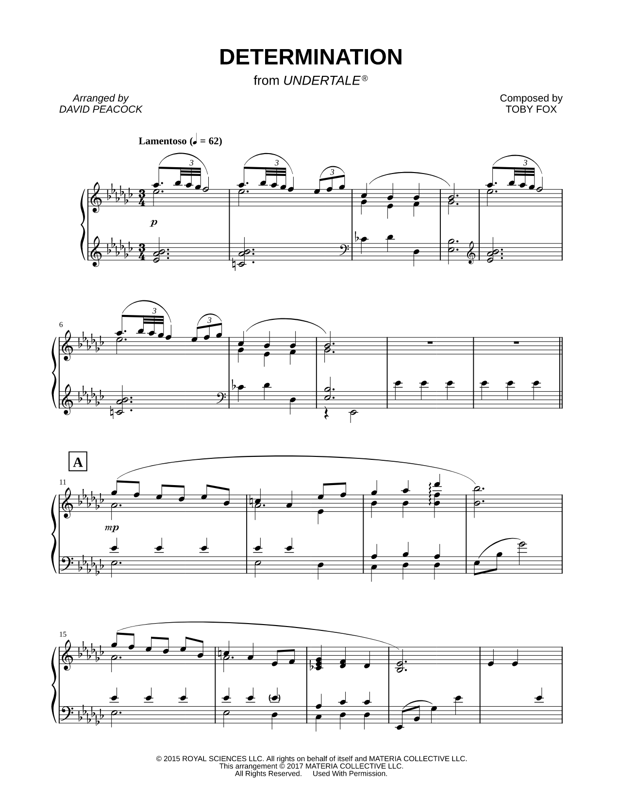 Determination Sheet Music — Piano Solo
