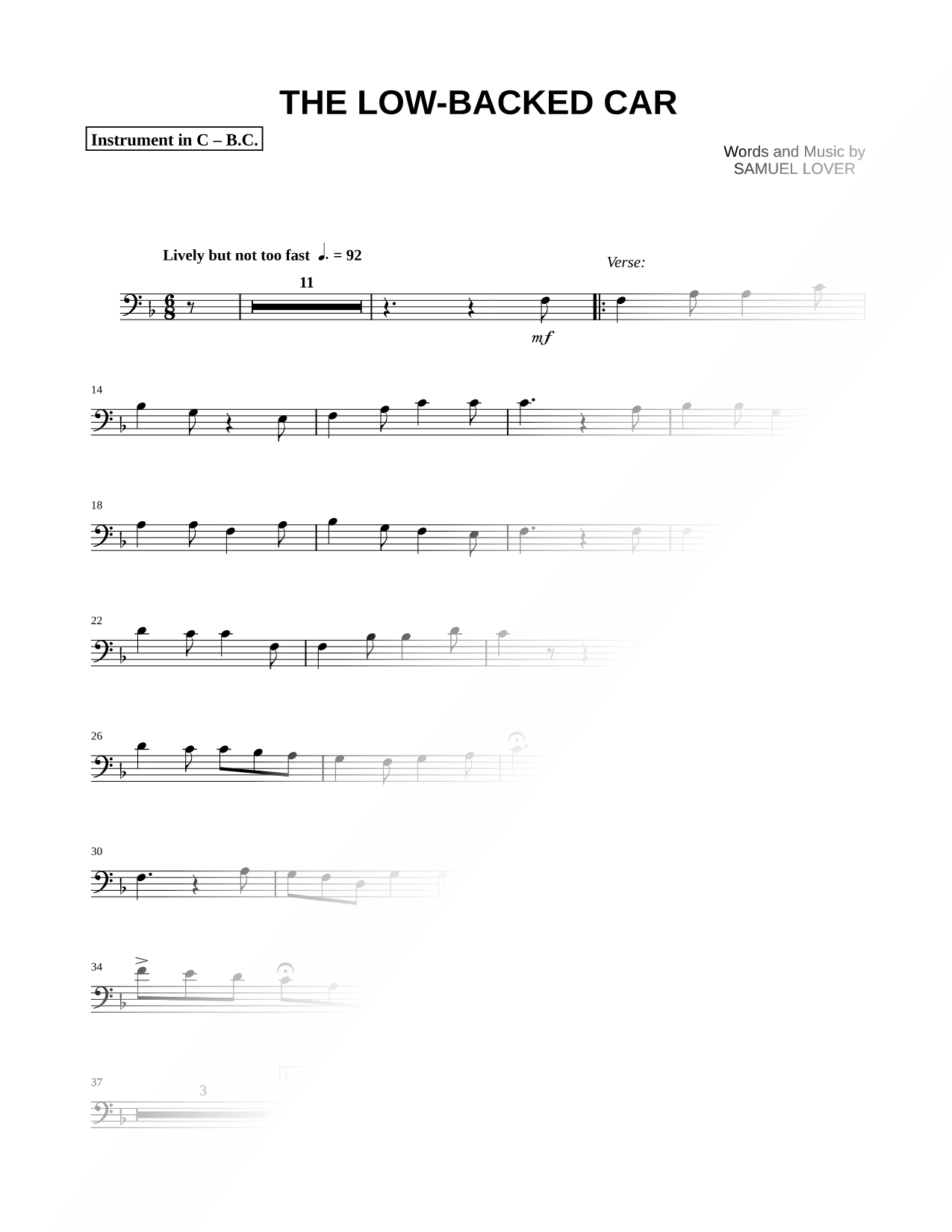 The Low-Backed Car - Bass Clef Instrument
