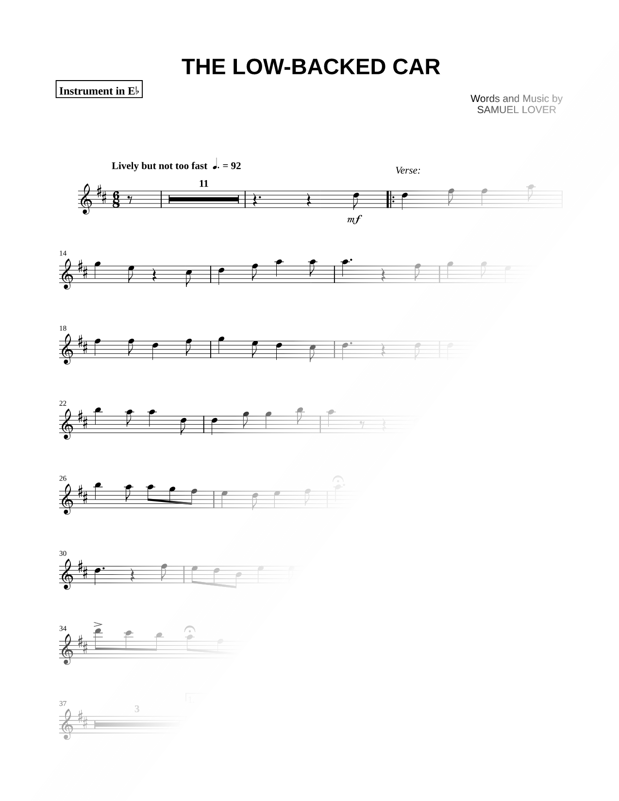 The Low-Backed Car - Eb Instrument