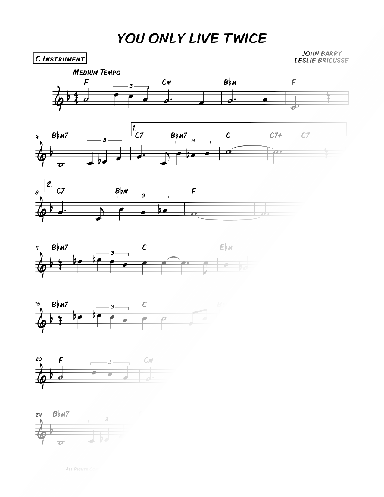 You Only Live Twice - C Instrument