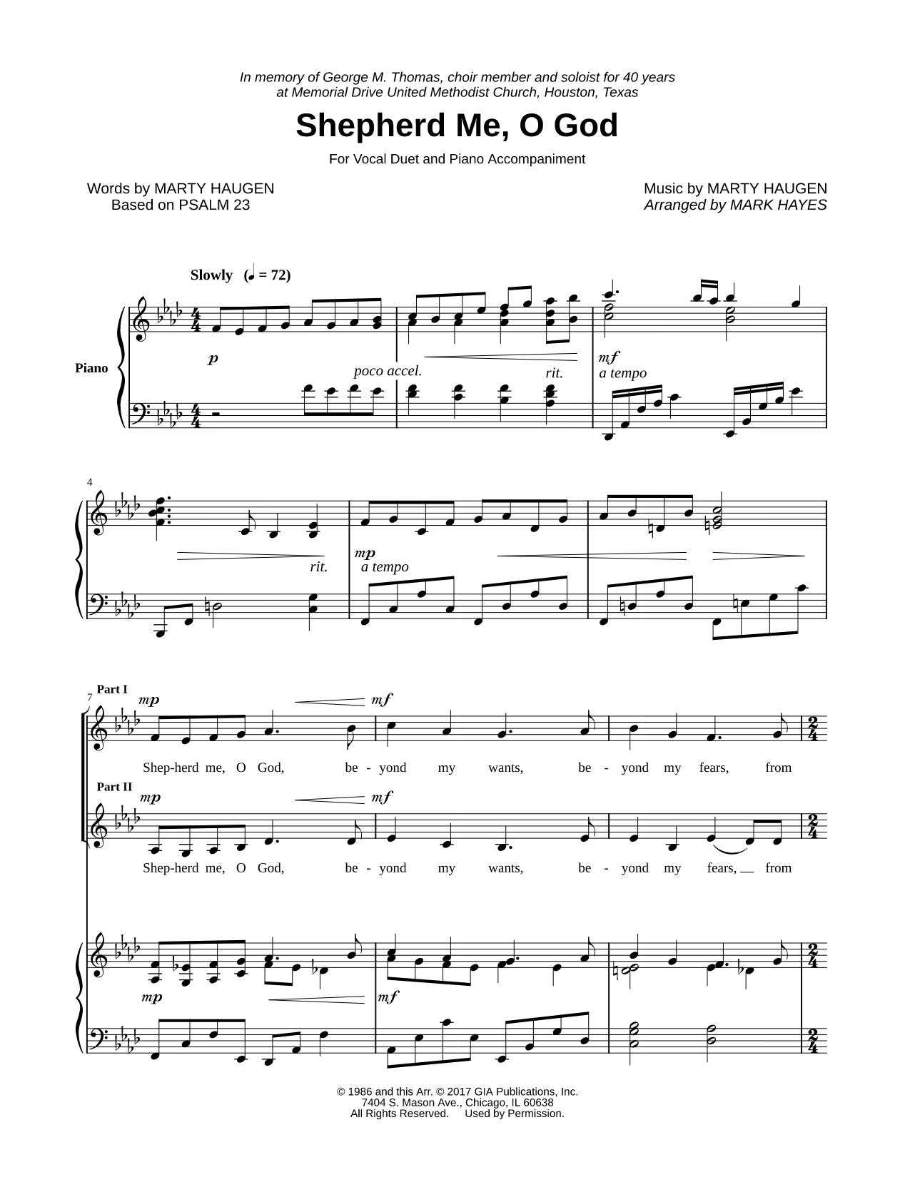 Shepherd Me, O God [Vocal Duet]