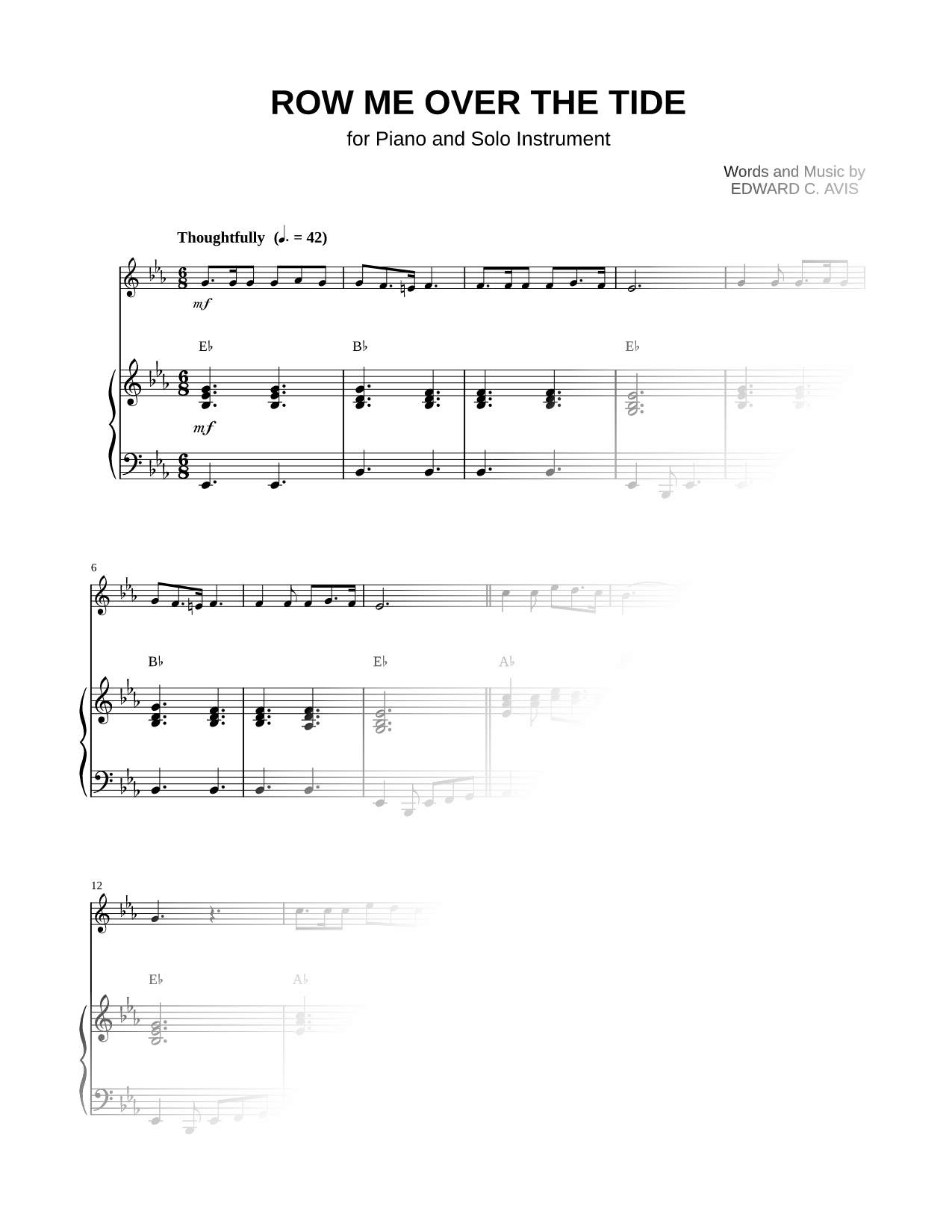 Row Me Over the Tide - Piano Accompaniment
