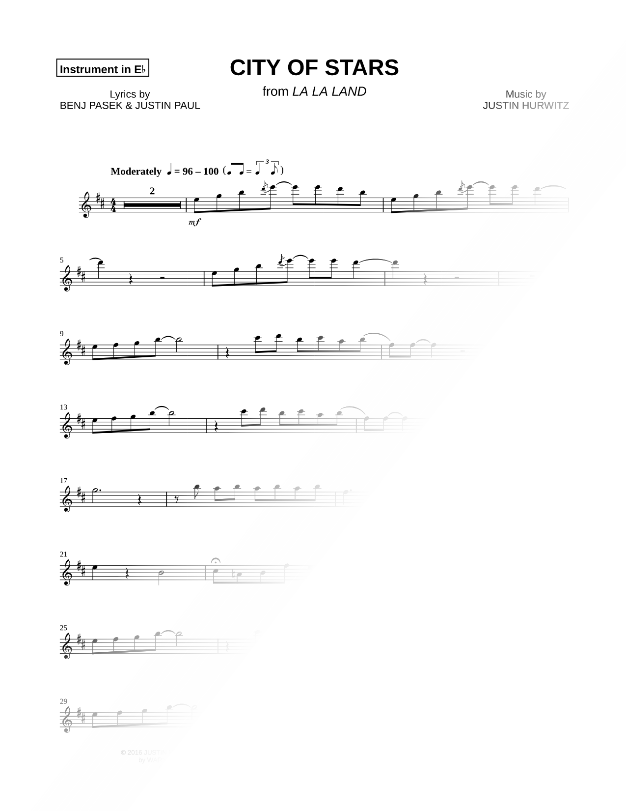 City of Stars [Sebastian Solo] - Eb Instrument