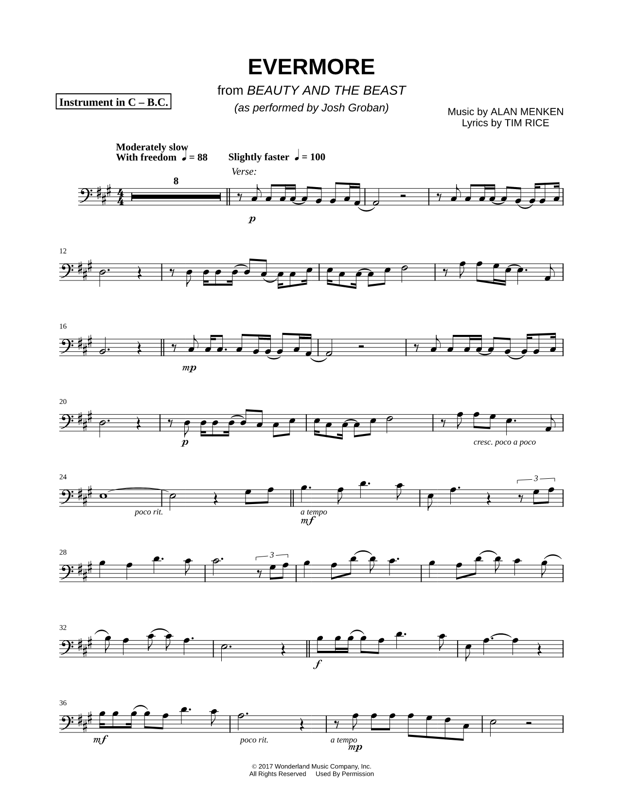 Evermore - Bass Clef Instrument