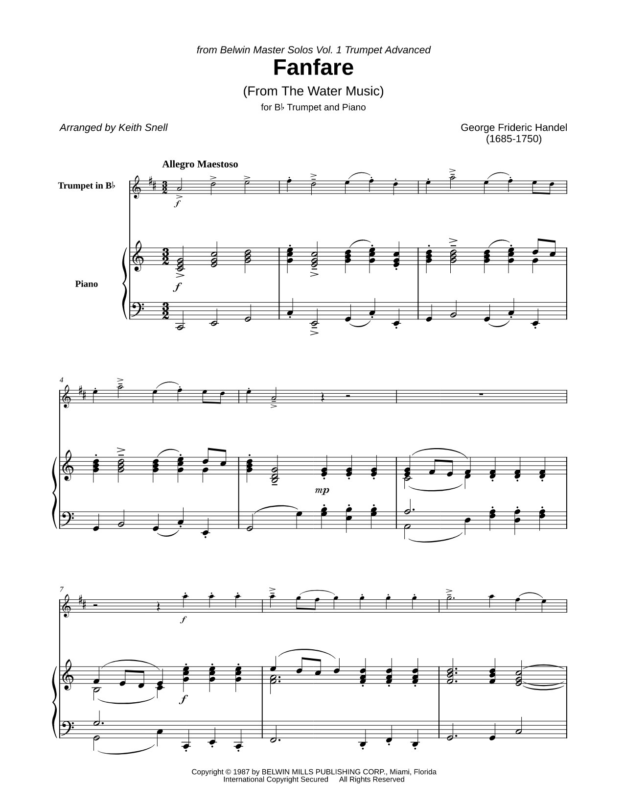 Hornpipe from Water Music - Trumpet & Piano