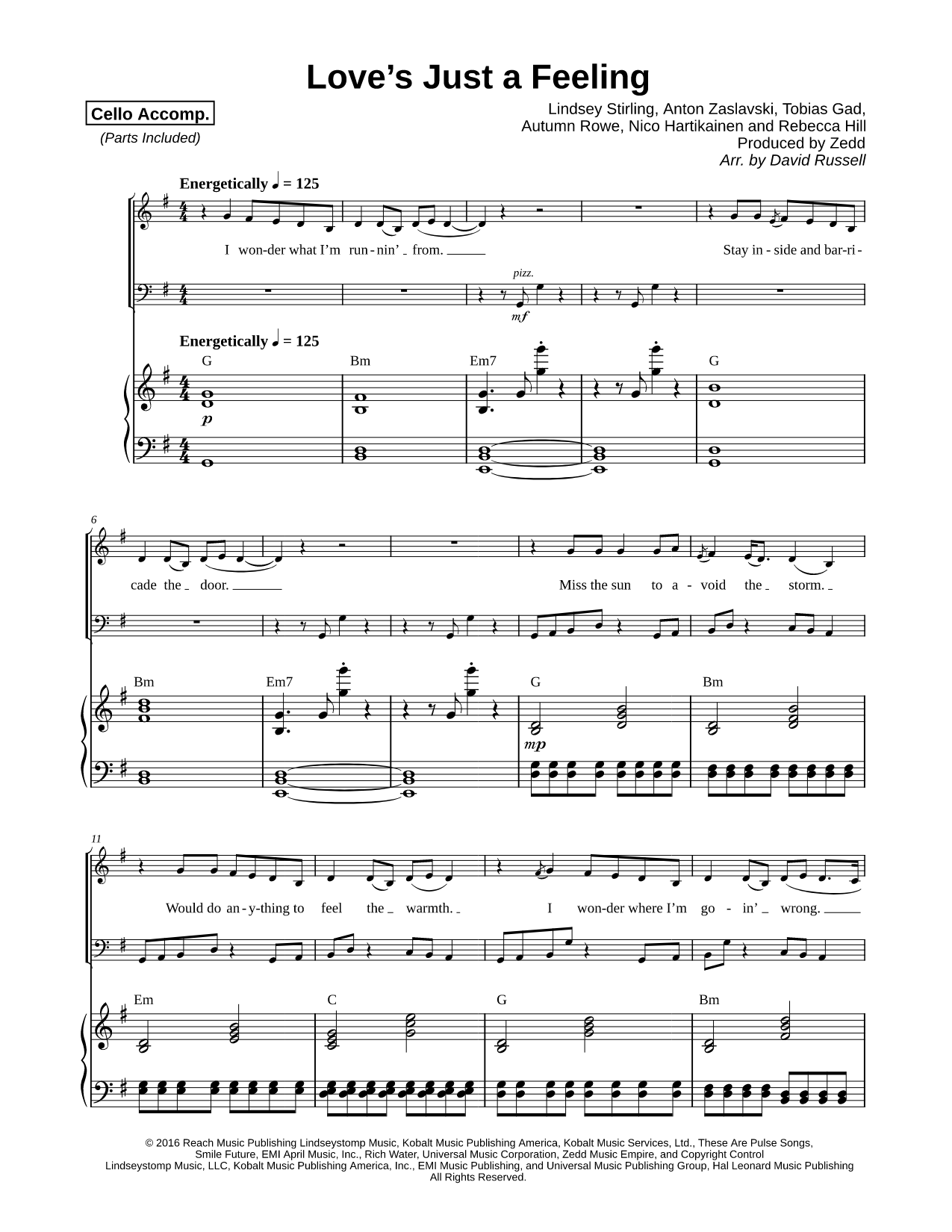 Love's Just a Feeling - Cello & Piano/Vocal