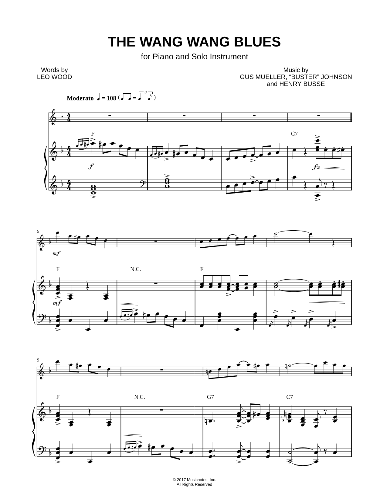 The Wang Wang Blues - Piano Accompaniment