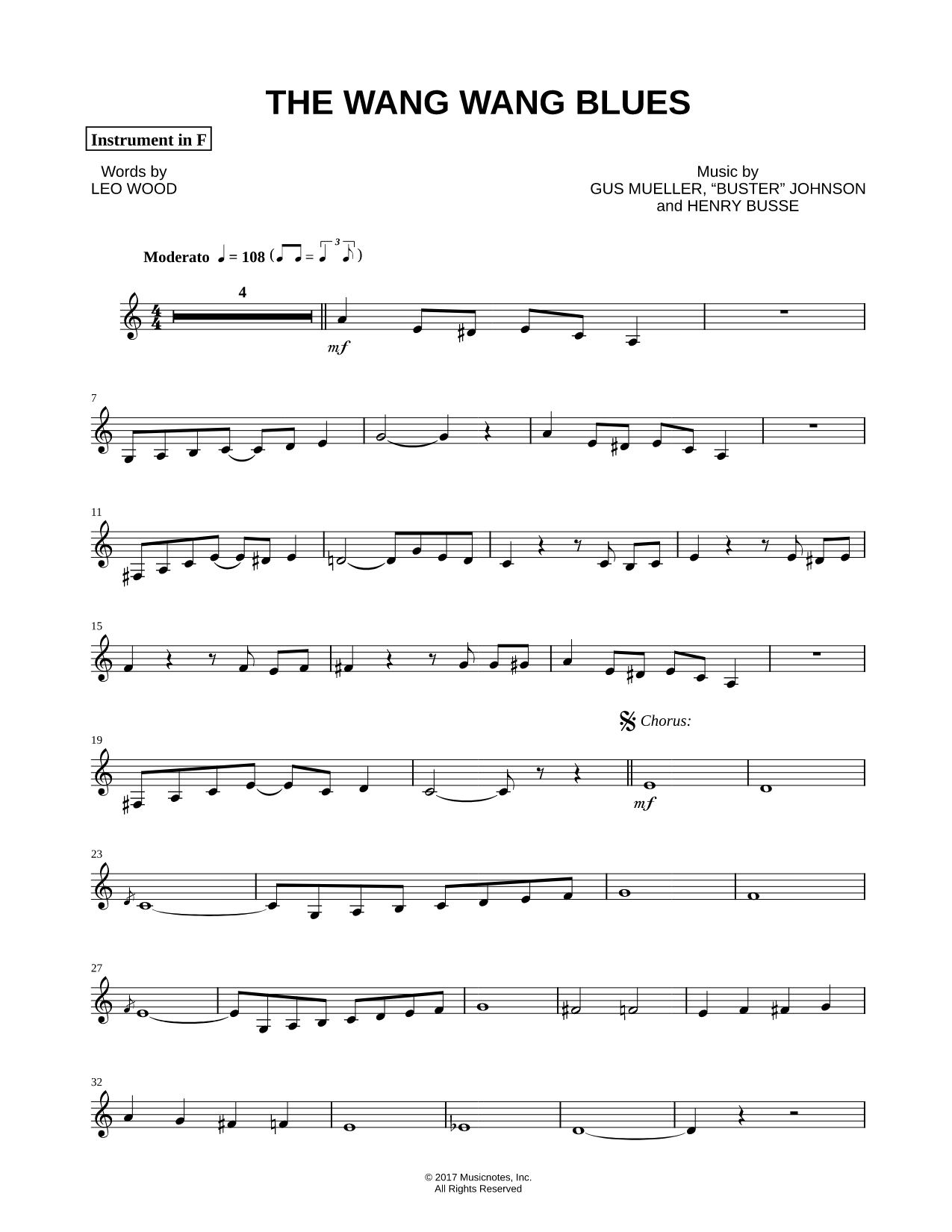 The Wang Wang Blues - F Instrument
