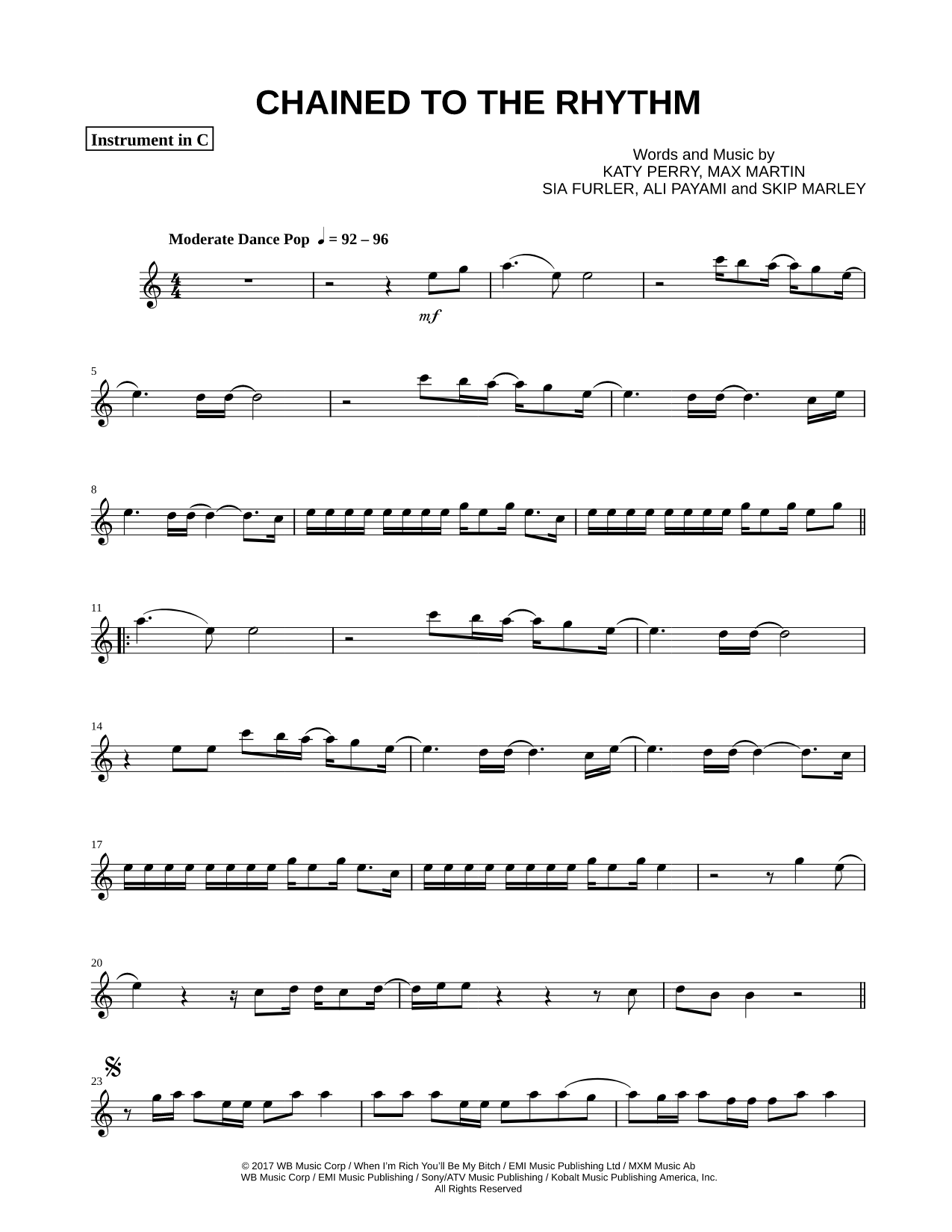 Chained to the Rhythm - C Instrument